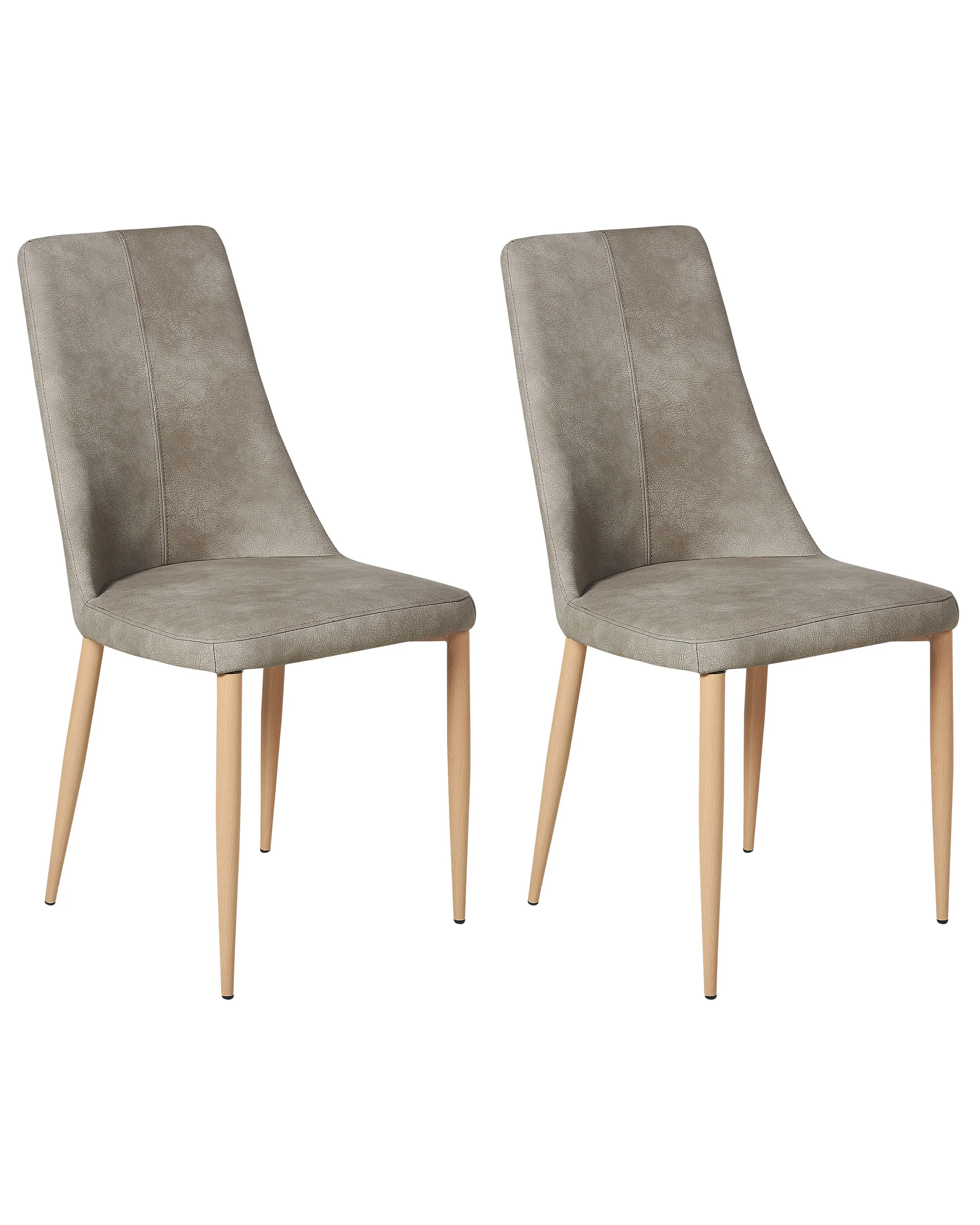 Conjunto de 2 sillas de comedor CLAYTON Piel sintética Gris claro