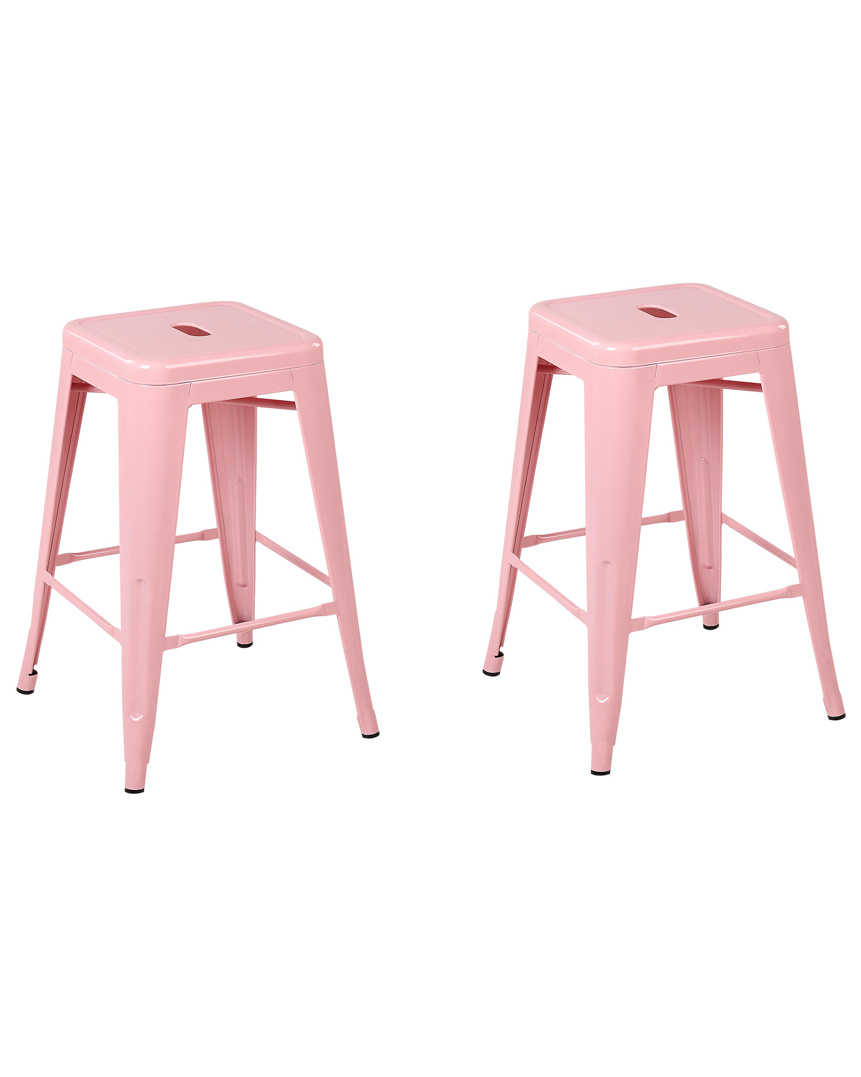Conjunto de 2 sillas de bar CABRILLO Metal Rosa