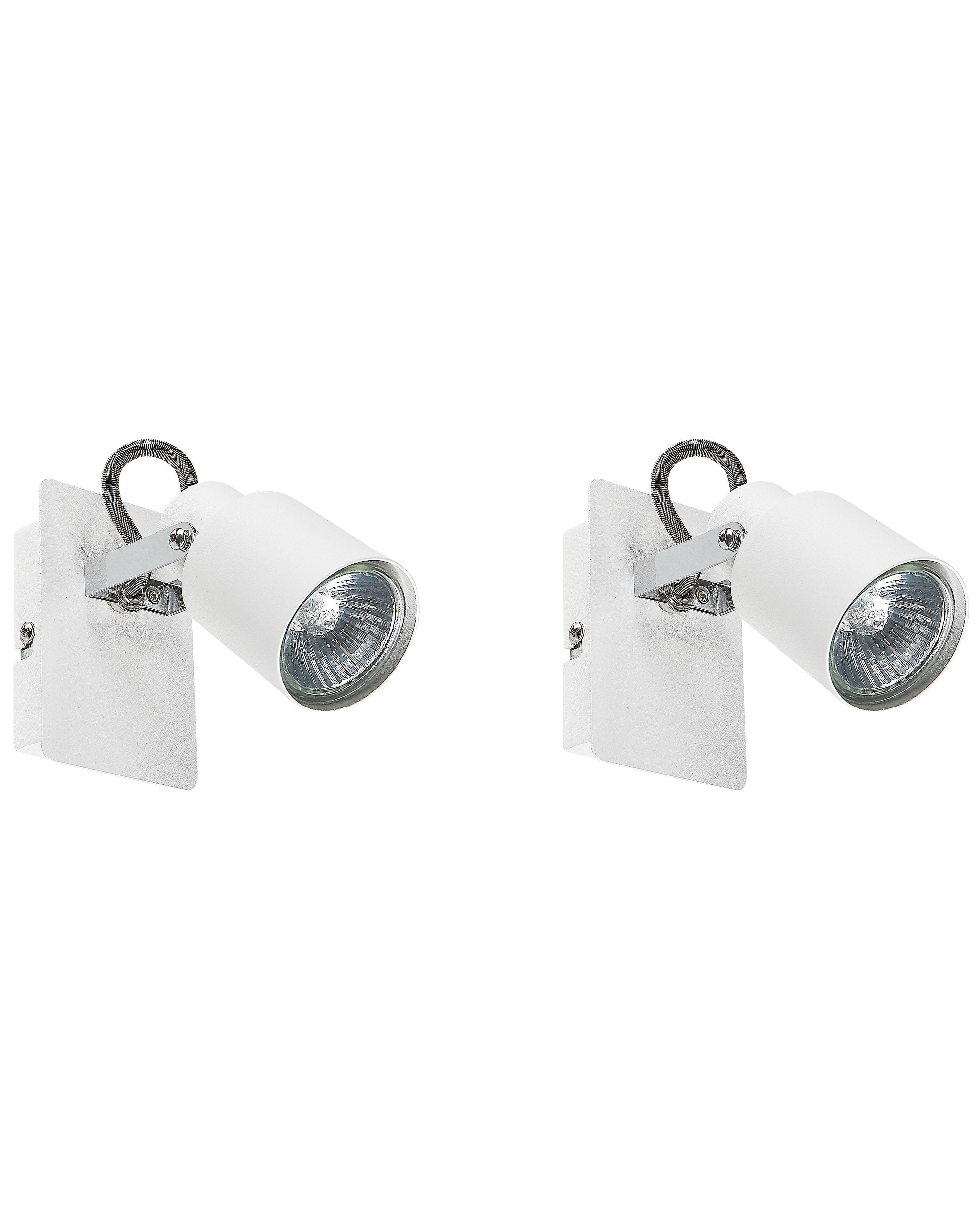 Conjunto de 2 lámparas de foco BONTE ajustable Metal Blanco