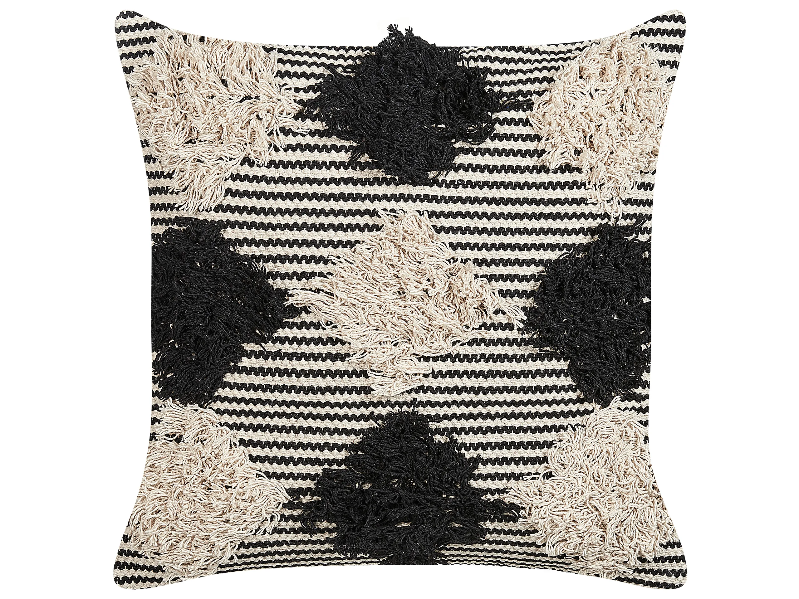 Cojín decorativo BHUSAWAL Algodón 50 x 50 cm Negro Patrón geométrico