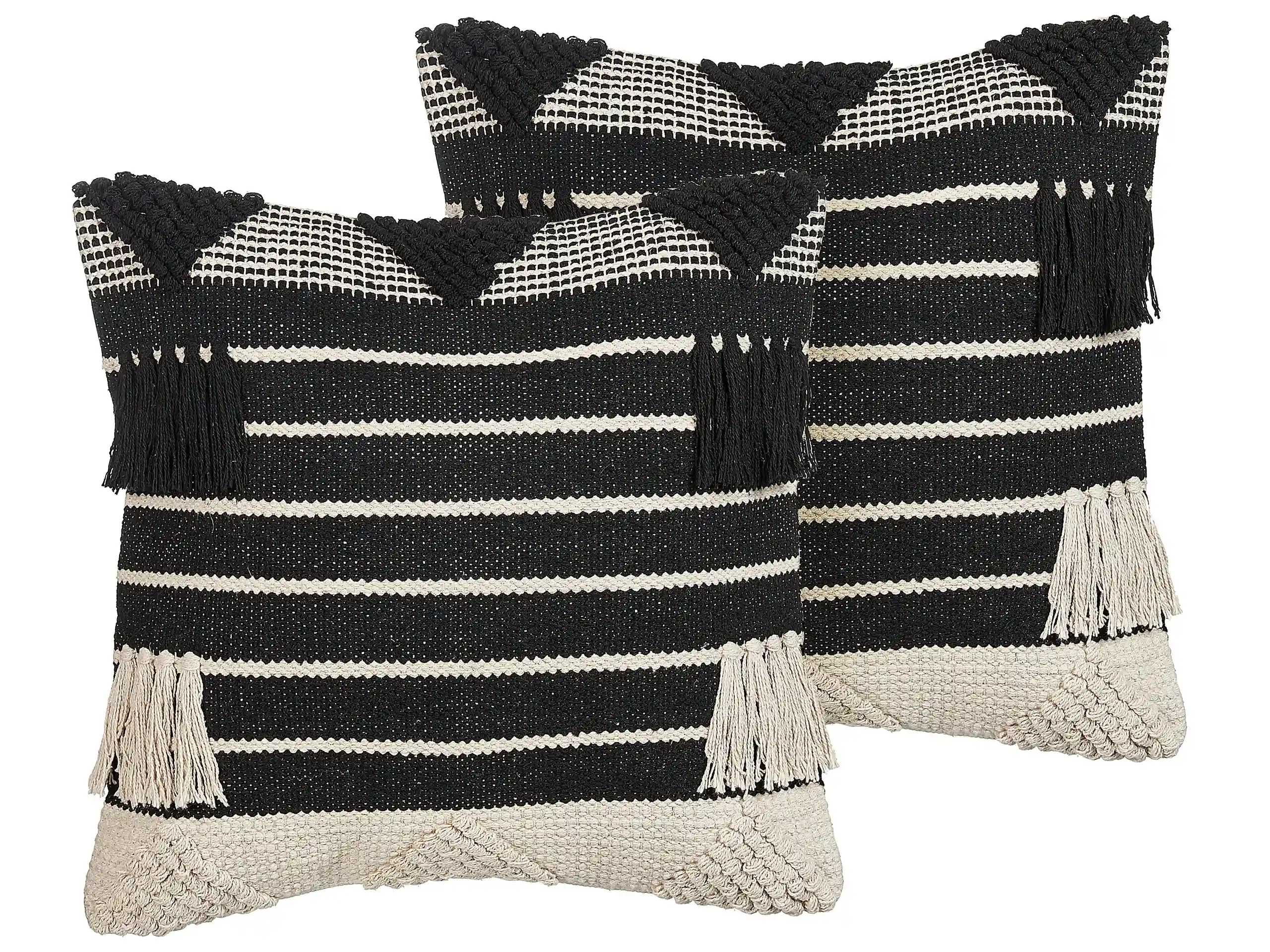 Conjunto de 2 cojines decorativos CHITTOOR Algodón 50 x 50 cm Negro Patrón geométrico