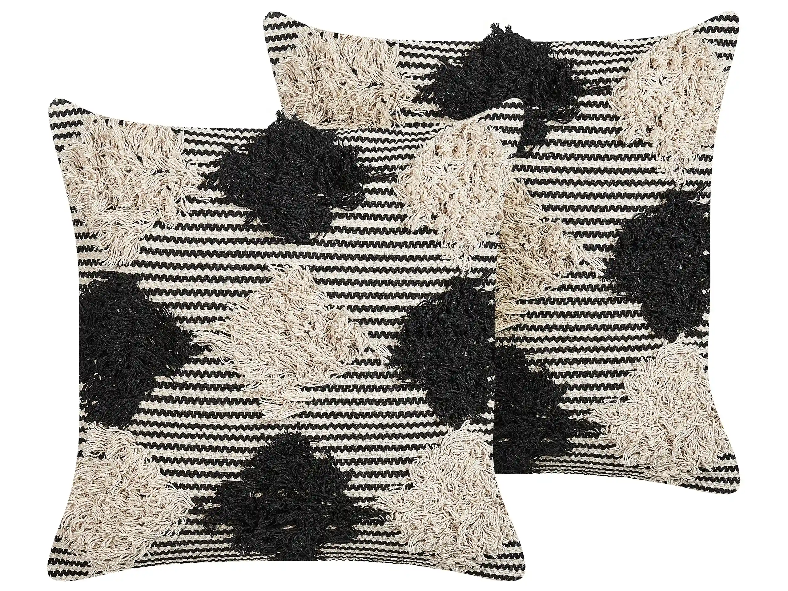 Conjunto de 2 cojines decorativos BHUSAWAL Algodón 50 x 50 cm Negro Patrón geométrico