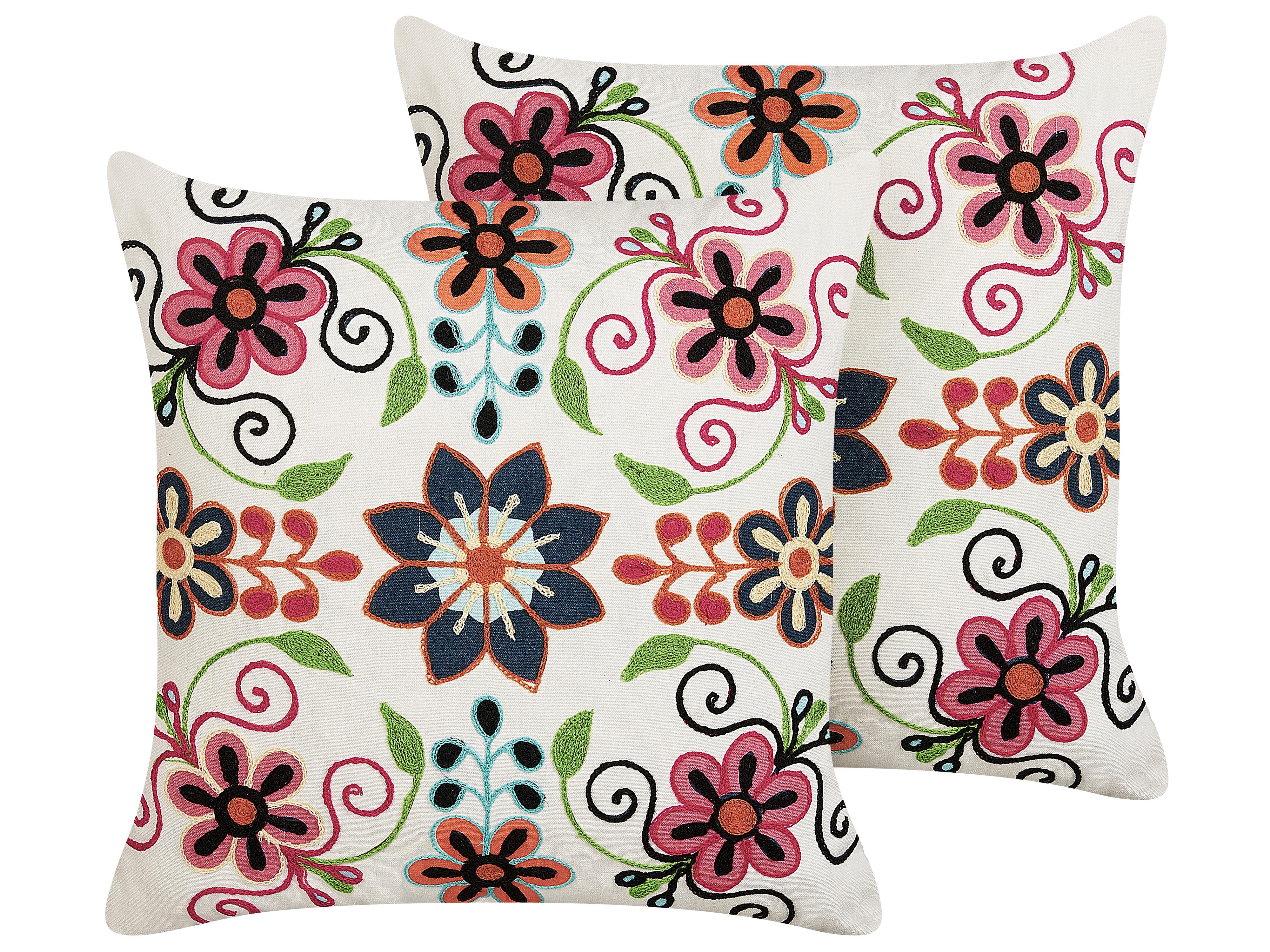 Conjunto de 2 cojines decorativos BAHRAICH Algodón 50 x 50 cm Multicolor Patrón floral