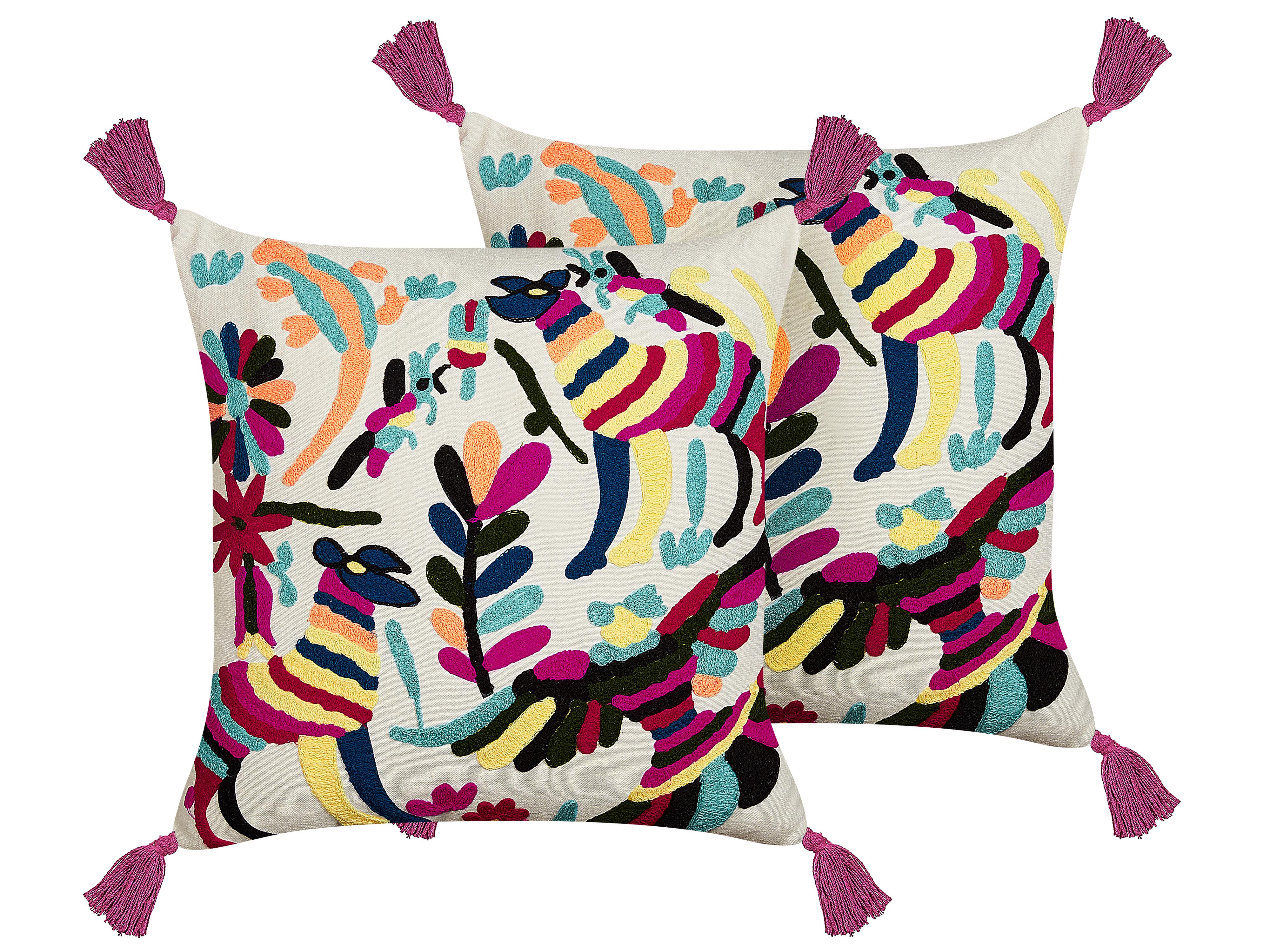 Conjunto de 2 cojines decorativos RAIGANJ Algodón 50 x 50 cm Multicolor Patrón abstracto