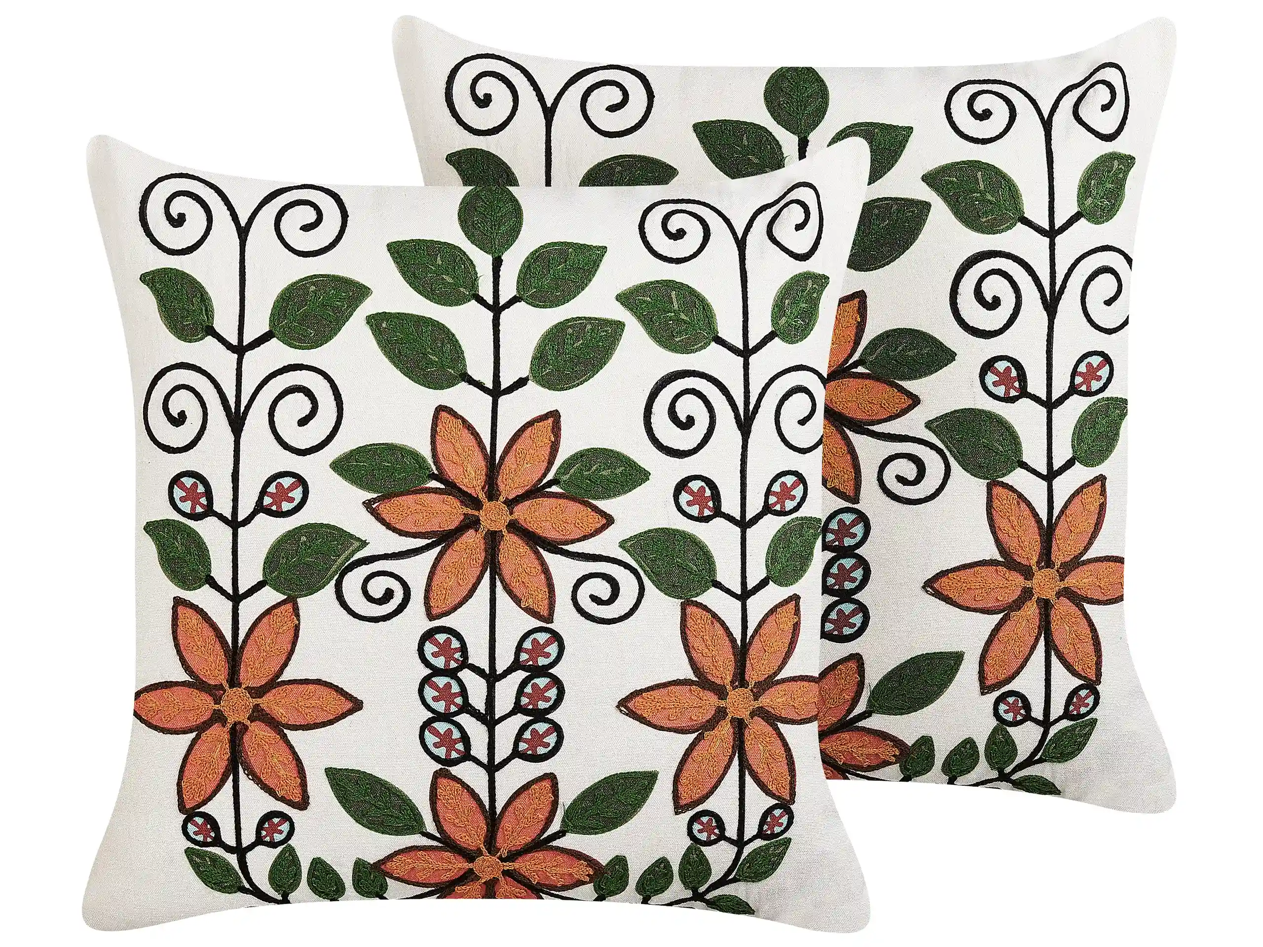 Conjunto de 2 cojines decorativos VELLORE Algodón 50 x 50 cm Multicolor Patrón floral