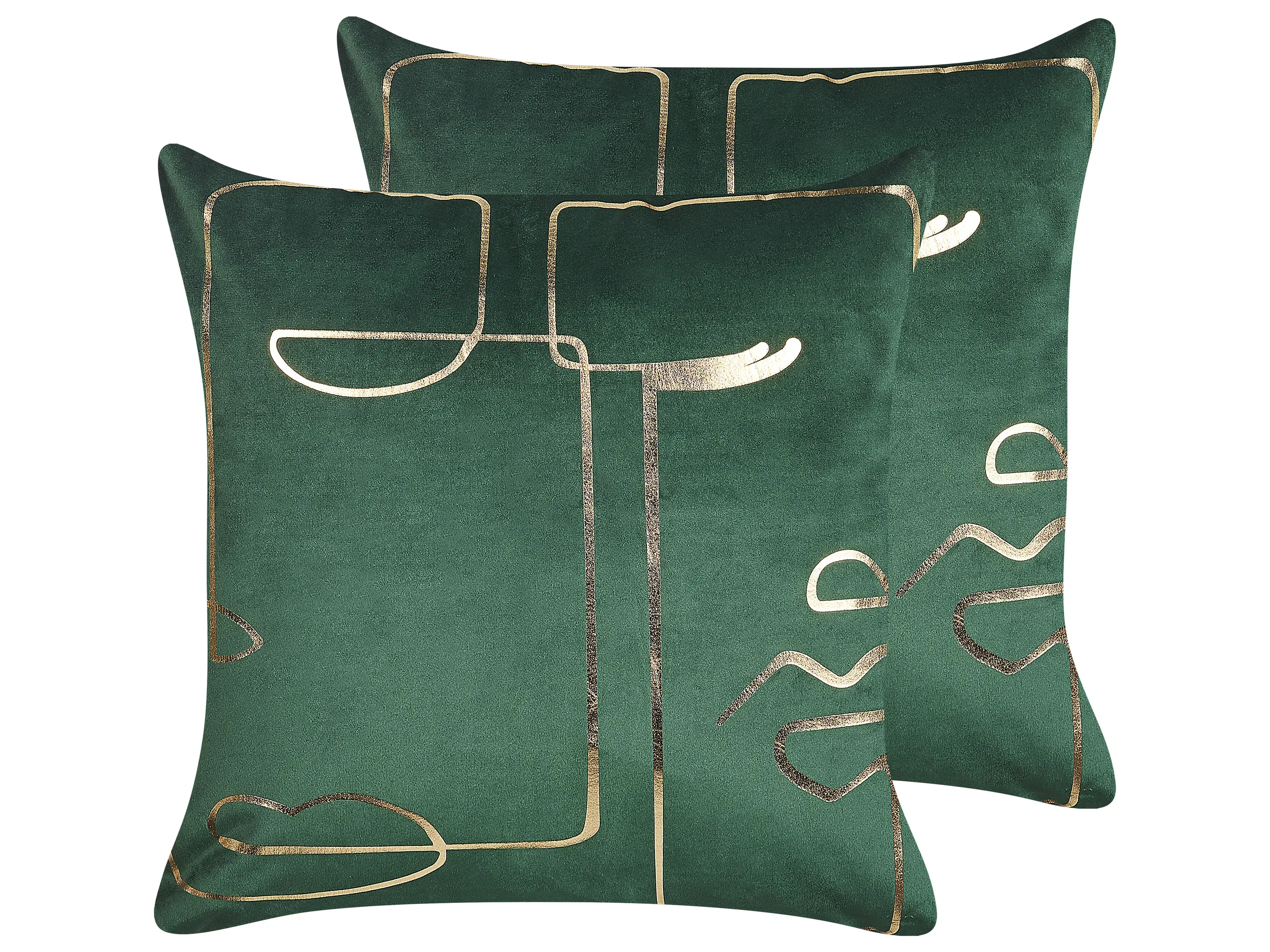 Conjunto de 2 cojines decorativos PHILODENDRON Terciopelo 45 x 45 cm Verde esmeralda Patrón abstracto