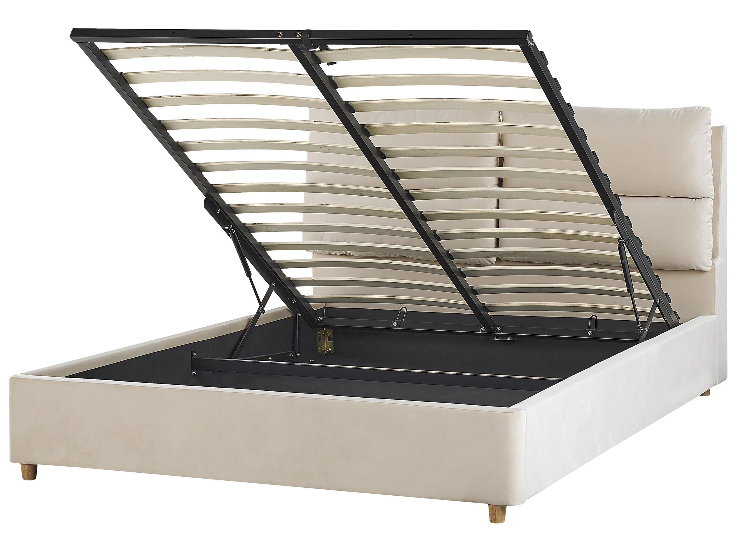 Cama con almacenaje Terciopelo BATILLY 140 x 200 cm Beige claro