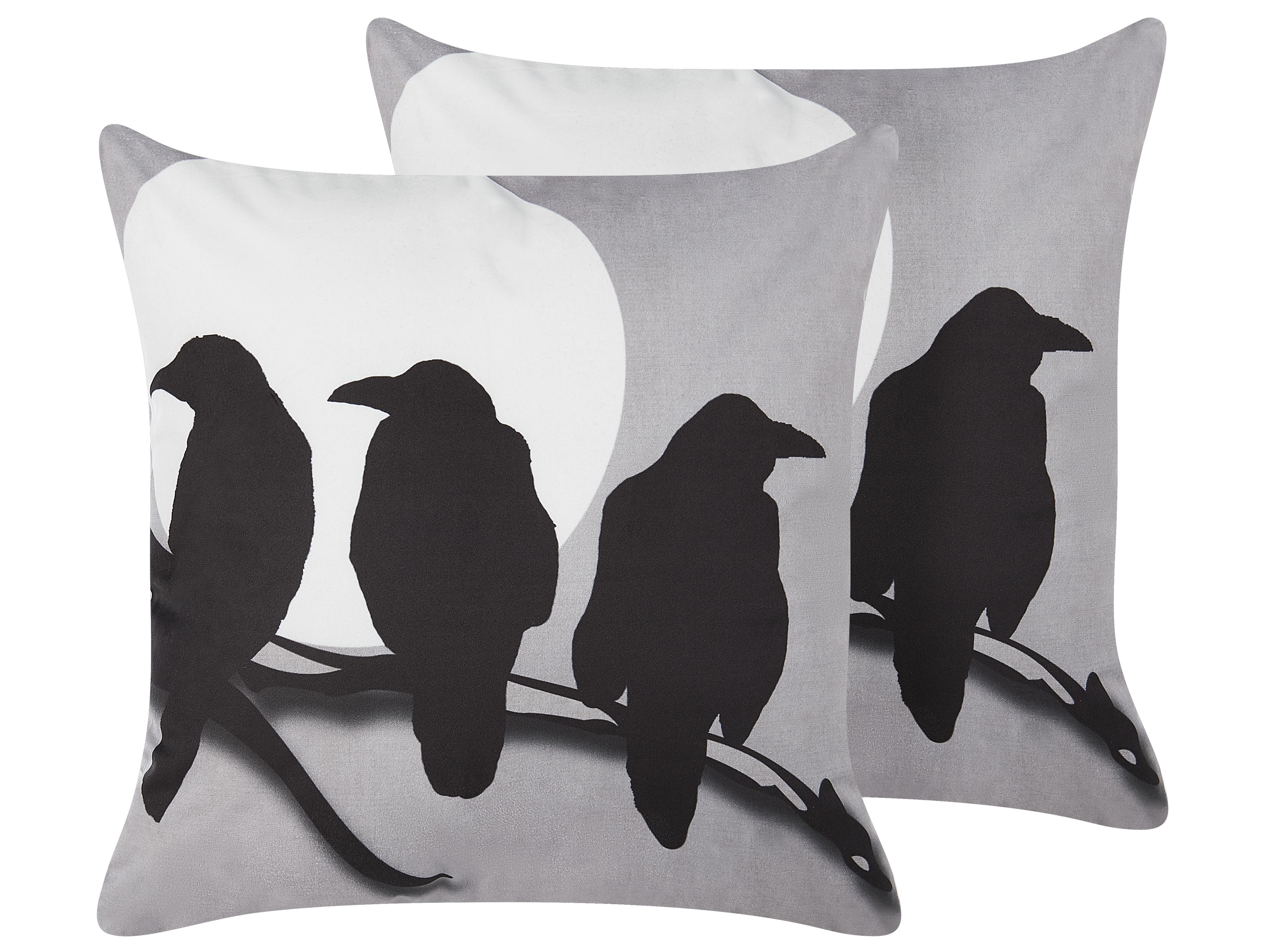 Conjunto de 2 cojines decorativos ORADEA Terciopelo 45 x 45 cm Gris Patrón animal