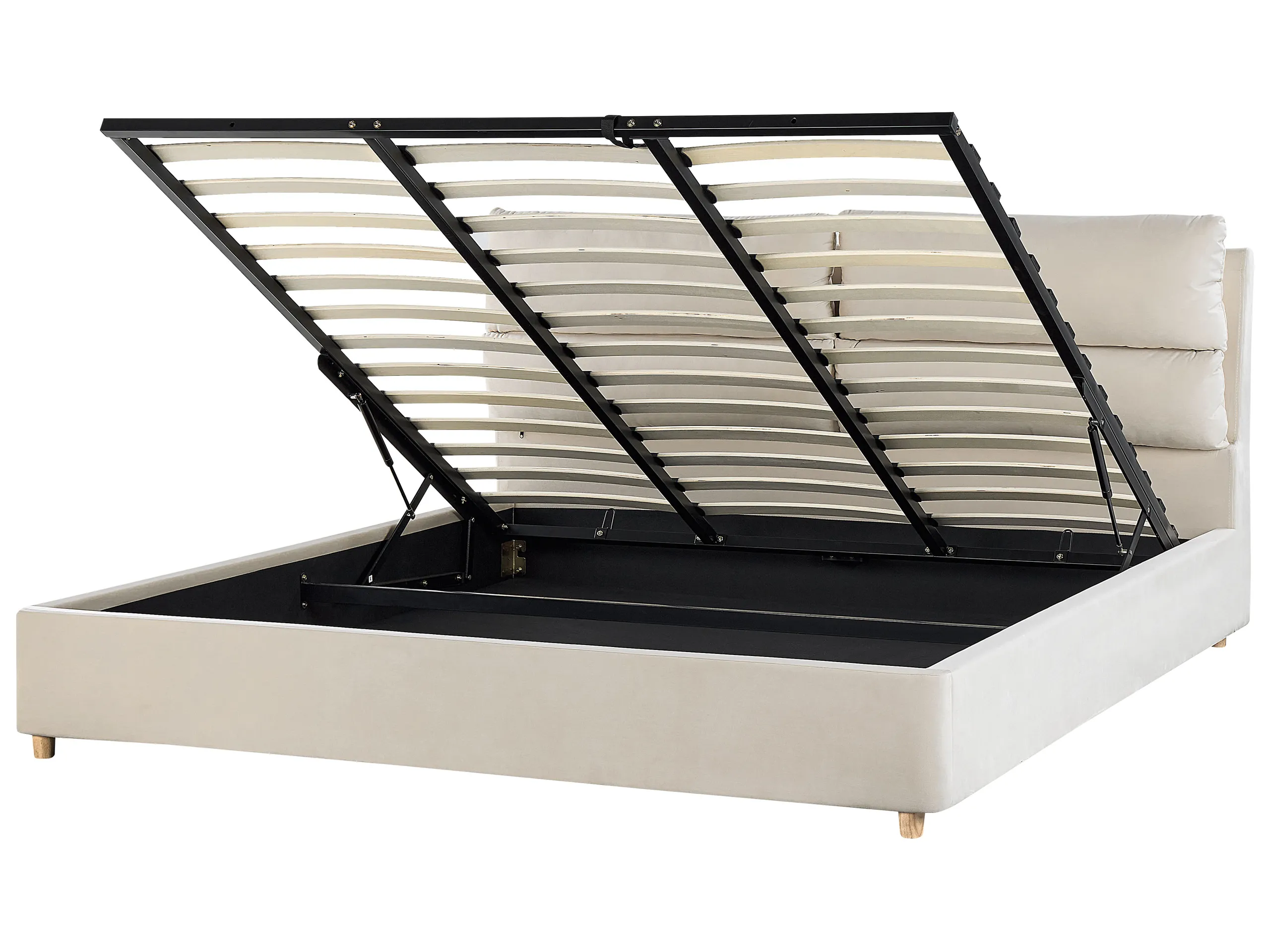 Cama con almacenaje Terciopelo BATILLY 180 x 200 cm Beige claro