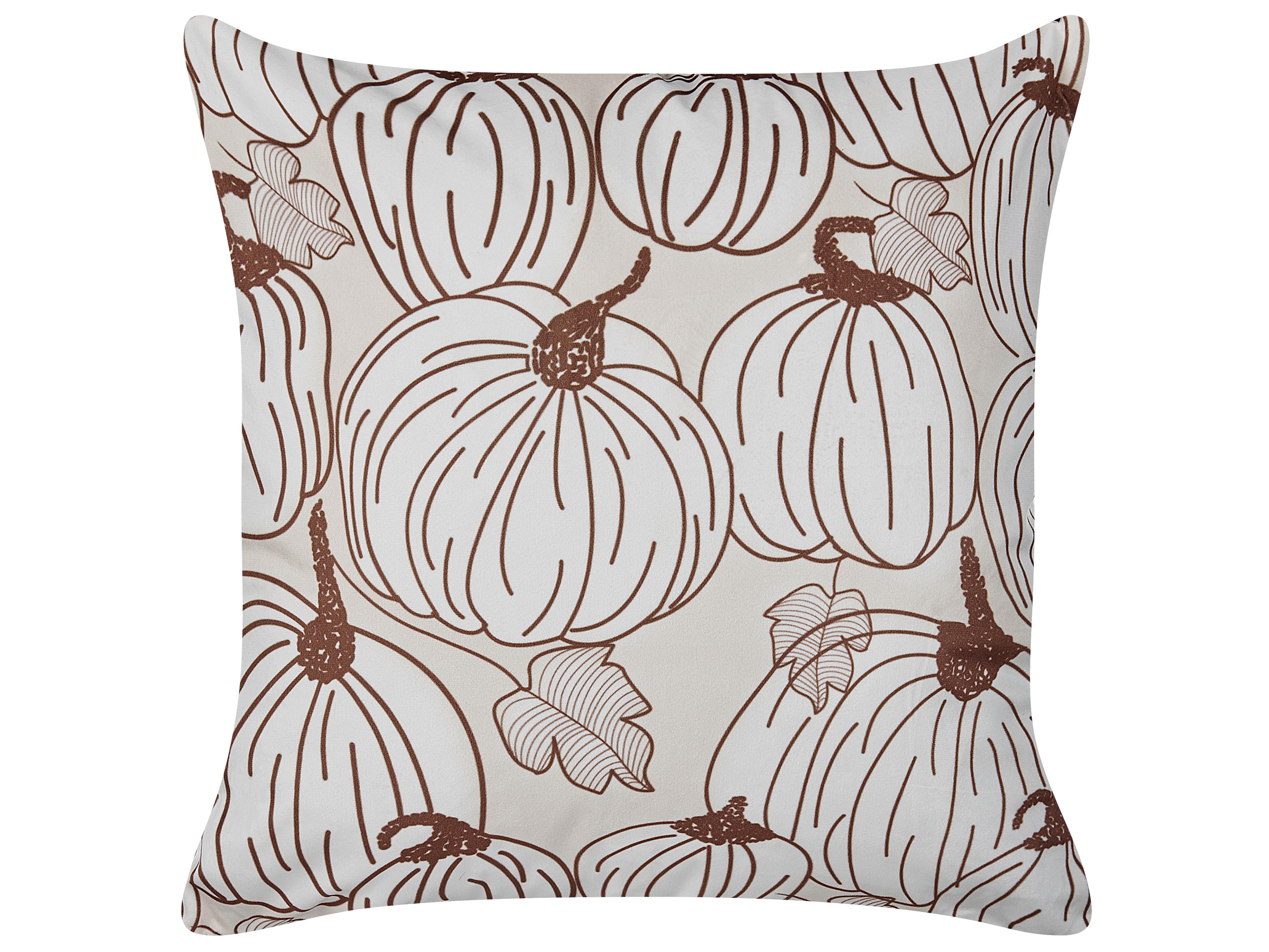 Cojín decorativo GOURD Terciopelo 45 x 45 cm Beige Patrón de plantas