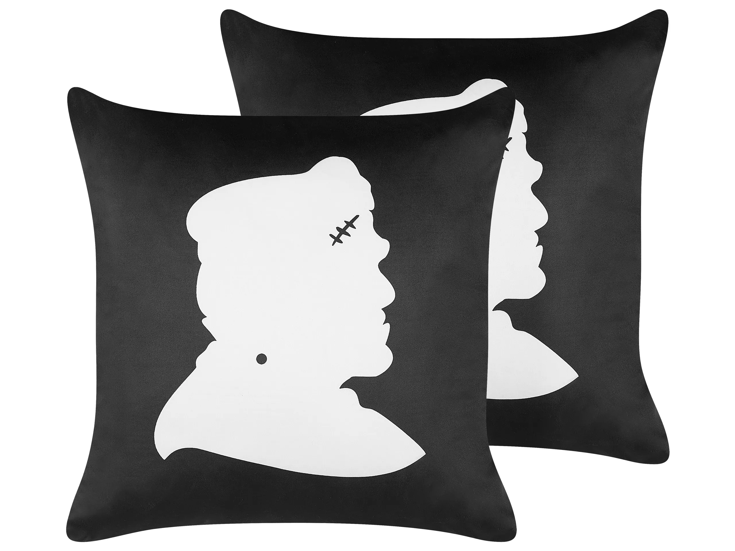 Conjunto de 2 cojines decorativos FRANKLINIA Terciopelo 45 x 45 cm Negro Patrón abstracto