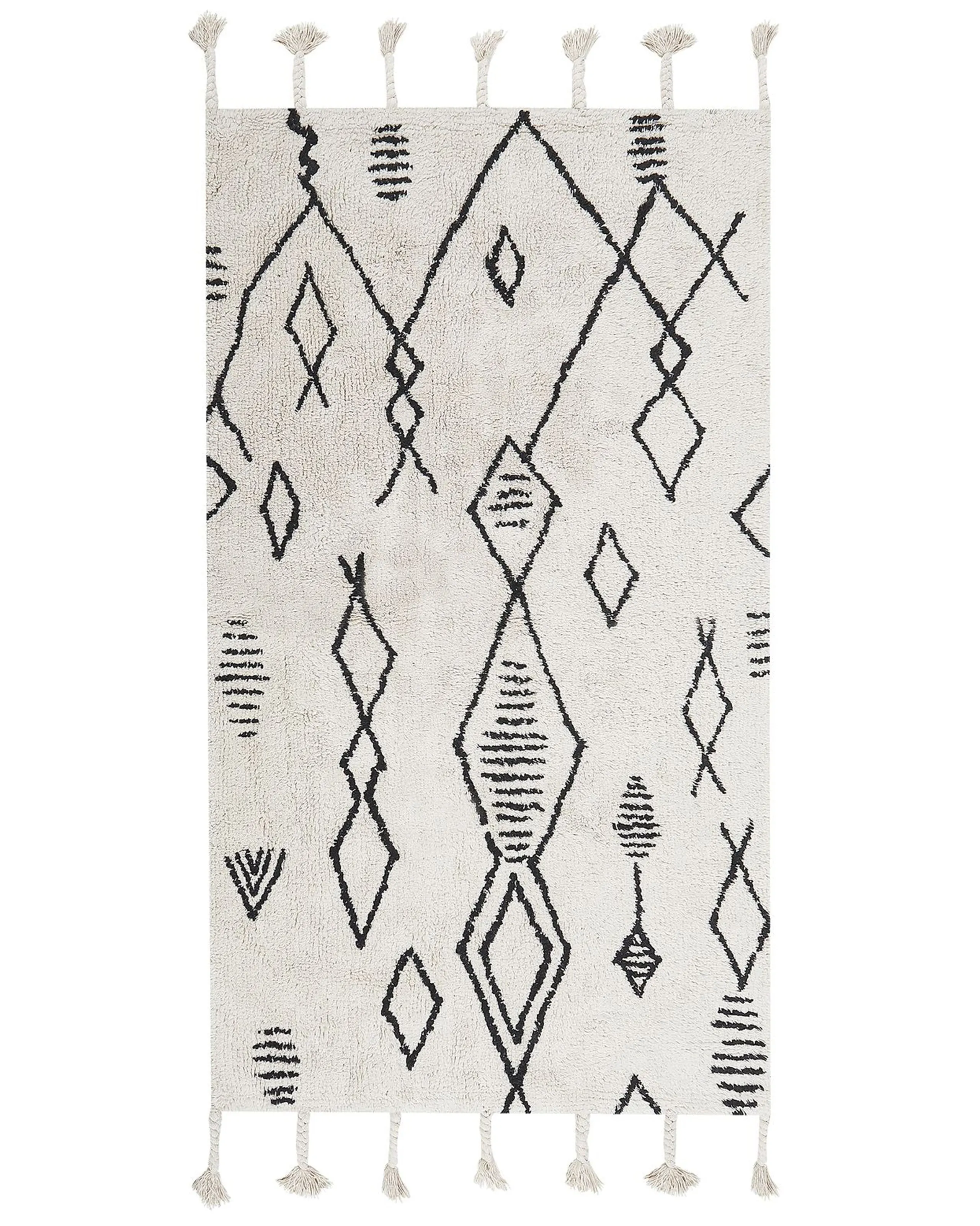Alfombra KEBIR Blanco crema 80 x 150 cm Algodón