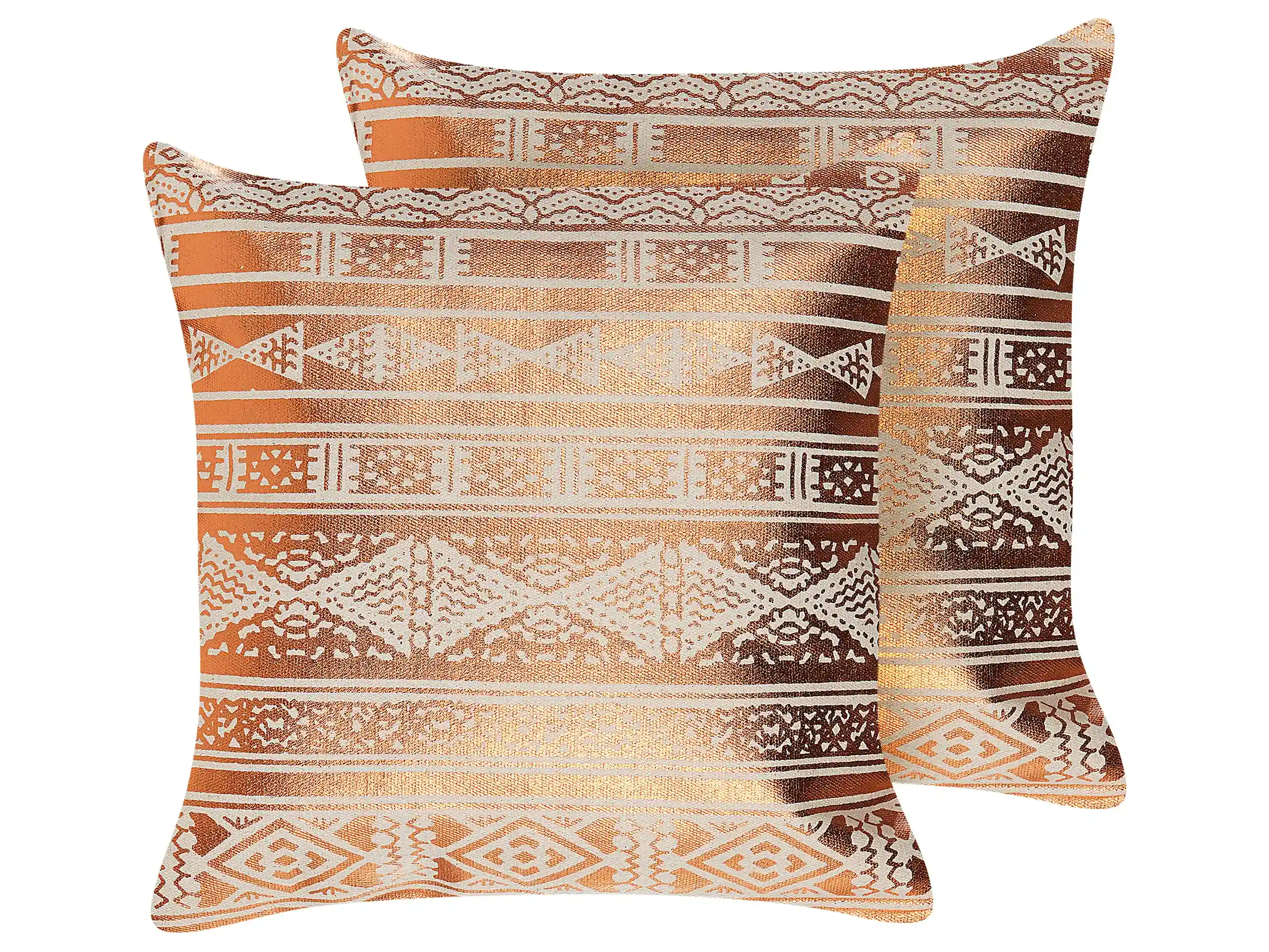 Conjunto de 2 cojines decorativos OUJDA Algodón 50 x 50 cm Cobrizo Patrón geométrico
