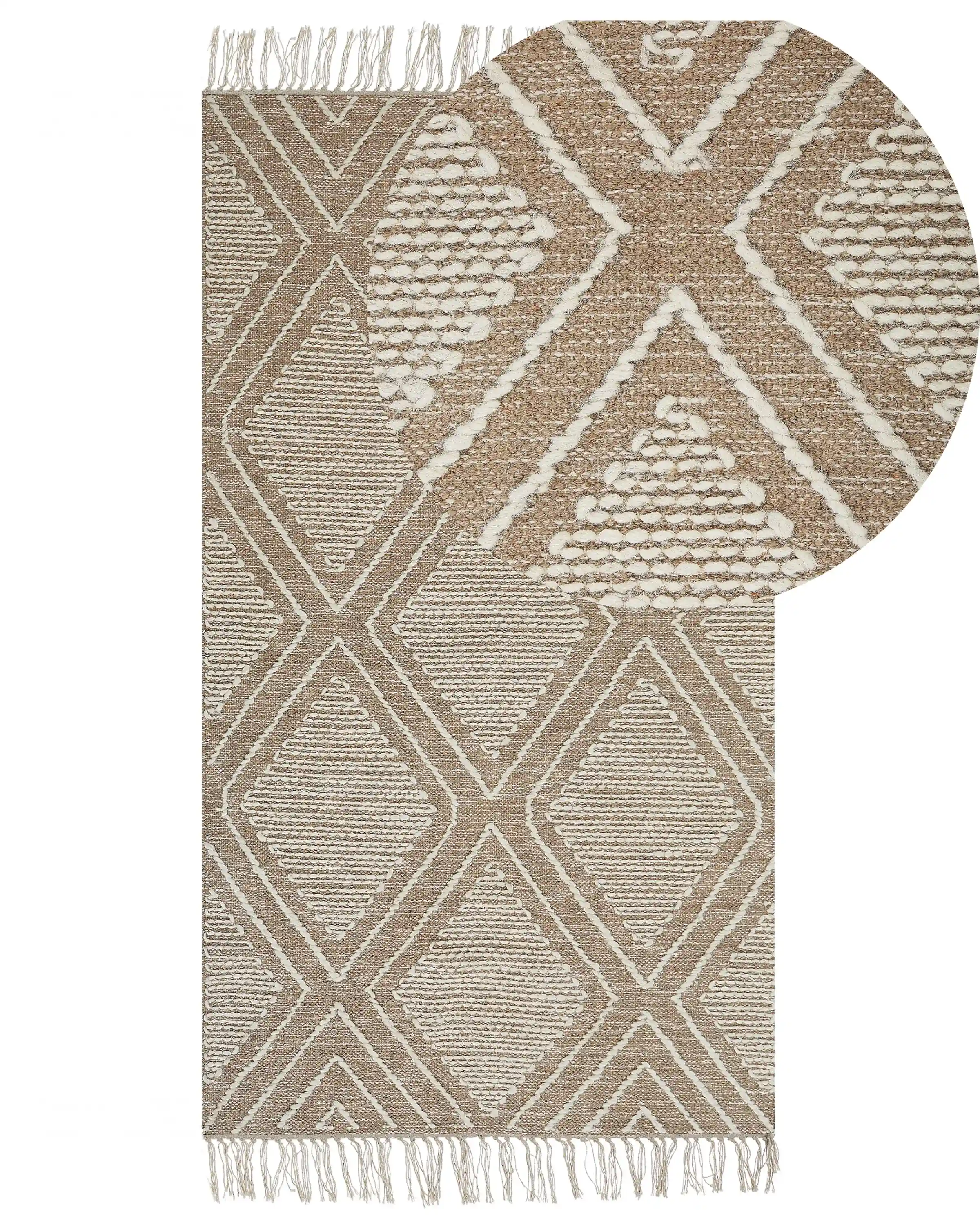 Alfombra KACEM Beige 80 x 150 cm Algodón