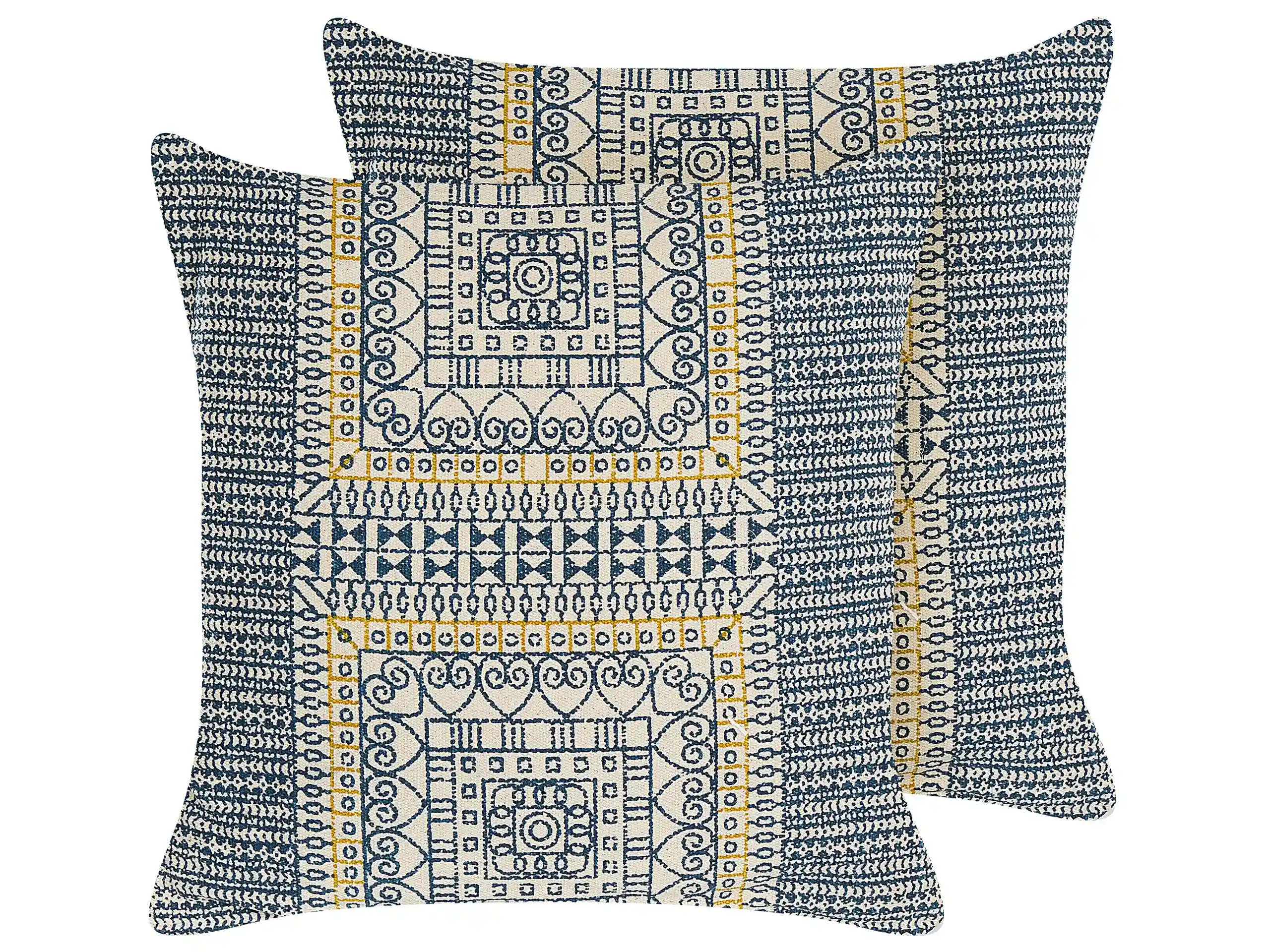 Conjunto de 2 cojines decorativos SIDI Algodón 50 x 50 cm Azul Patrón geométrico