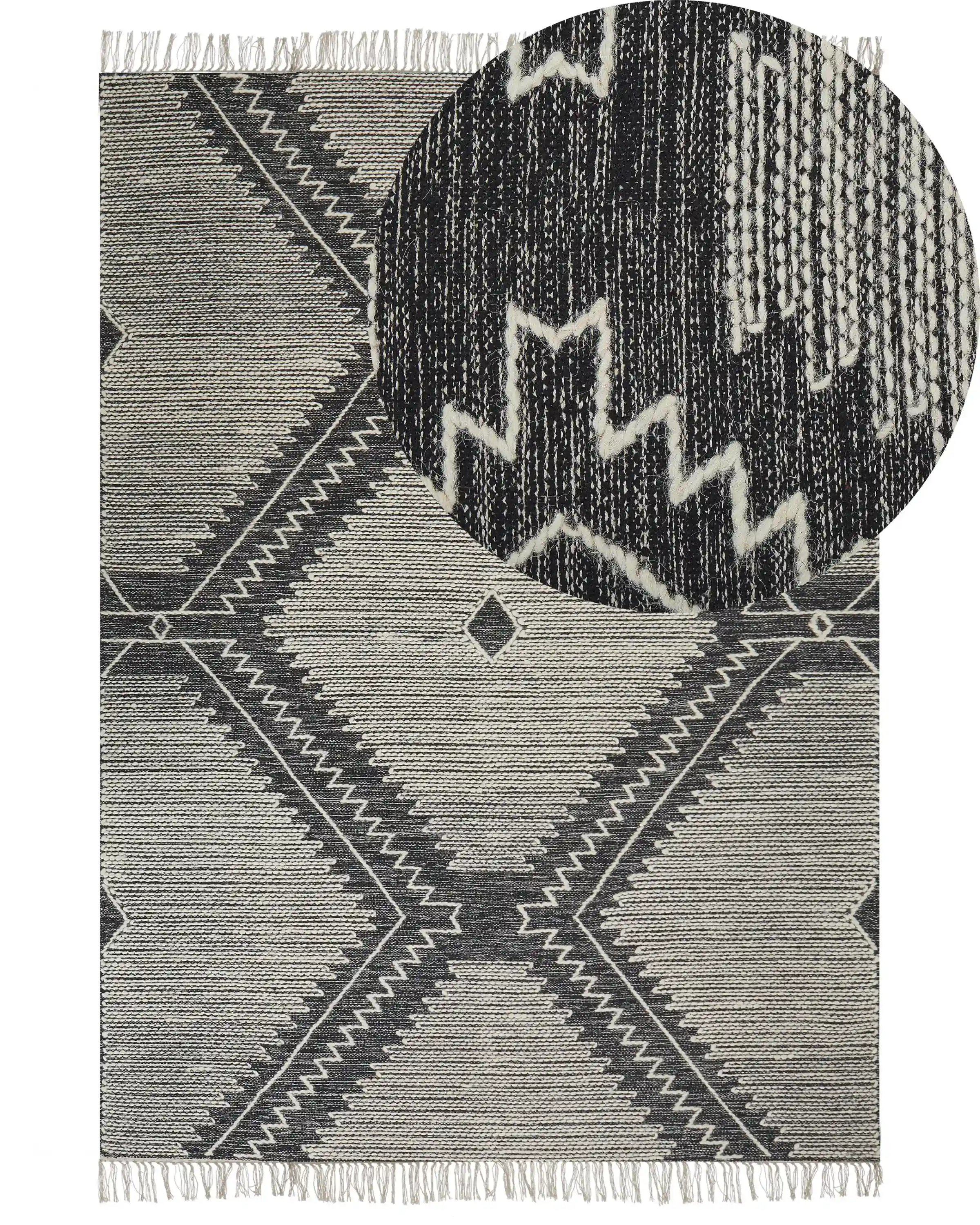 Alfombra ARBAA Negro 160 x 230 cm Algodón