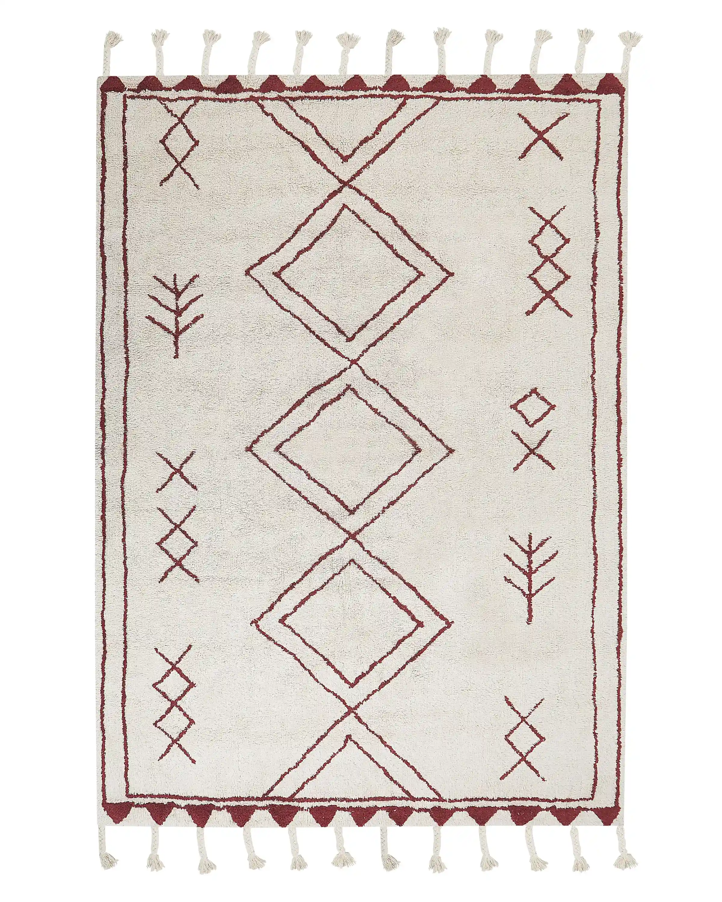 Alfombra KENITRA Blanco crema 140 x 200 cm Algodón
