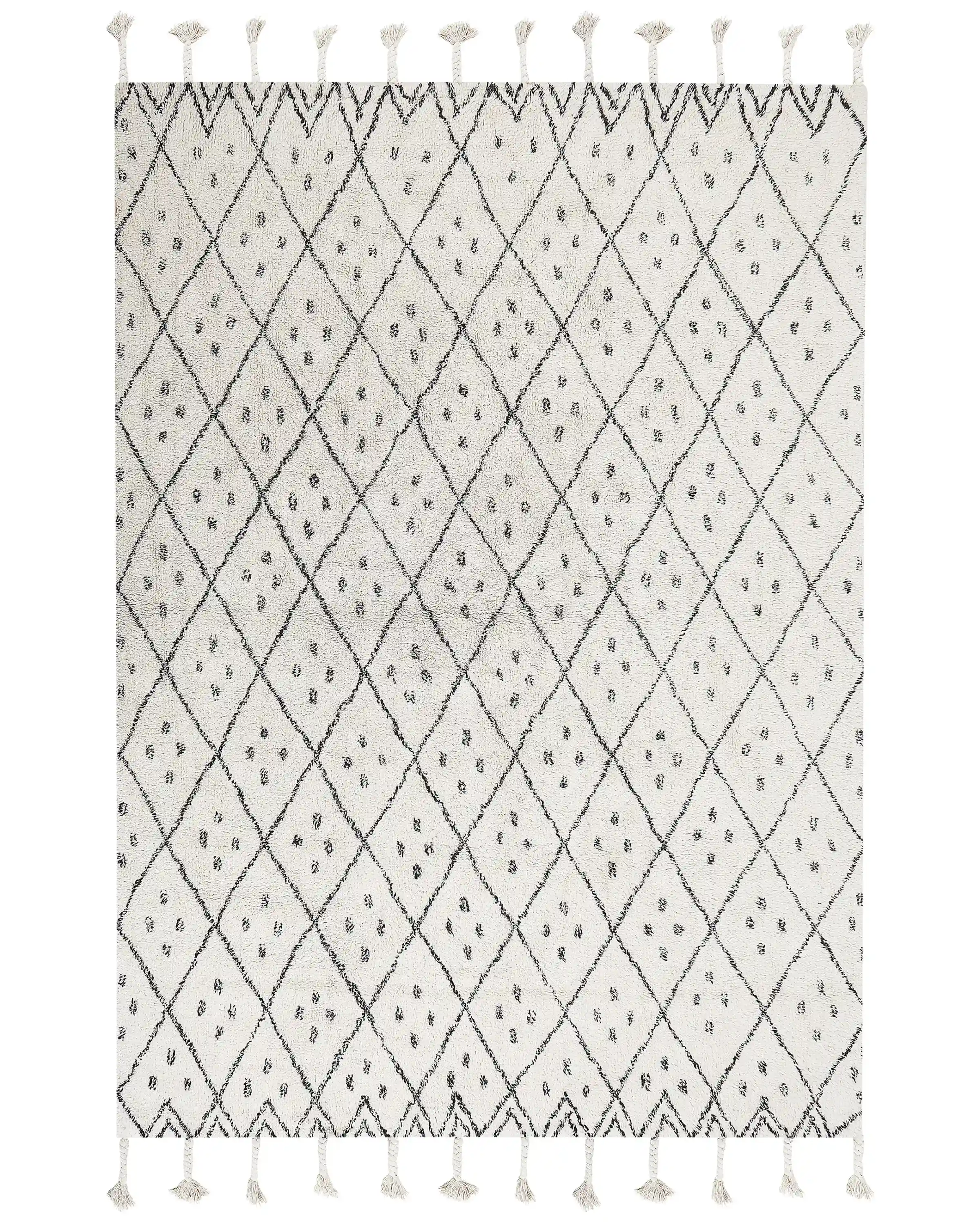 Alfombra AGADIR Blanco crema 140 x 200 cm Algodón