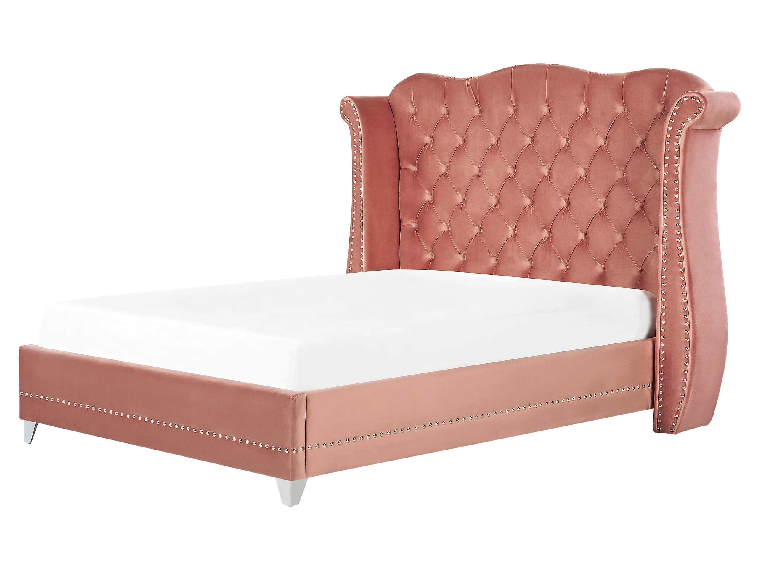 Cama Terciopelo AYETTE 160 x 200 cm Rosa