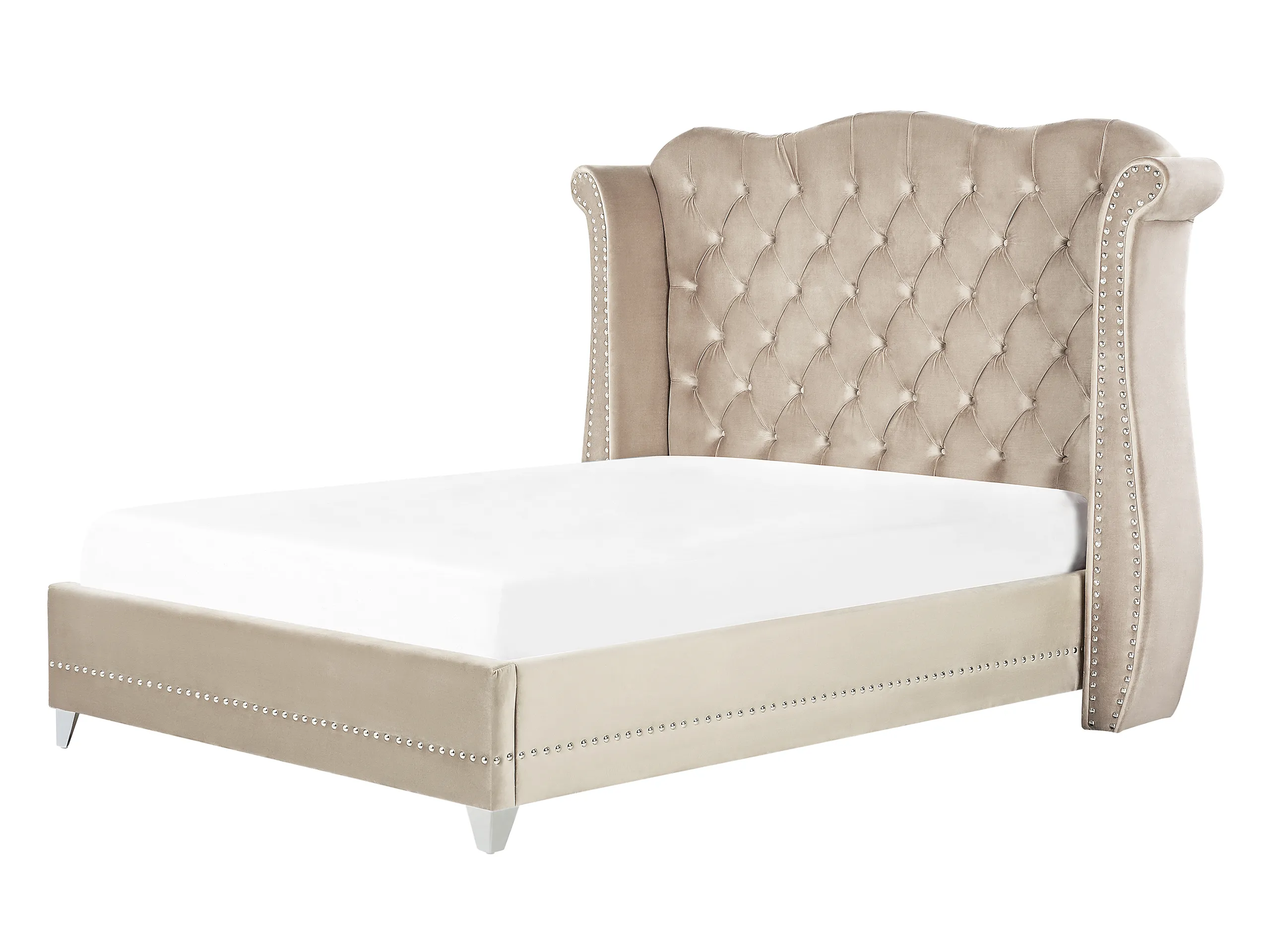 Cama Terciopelo AYETTE 140 x 200 cm Beige