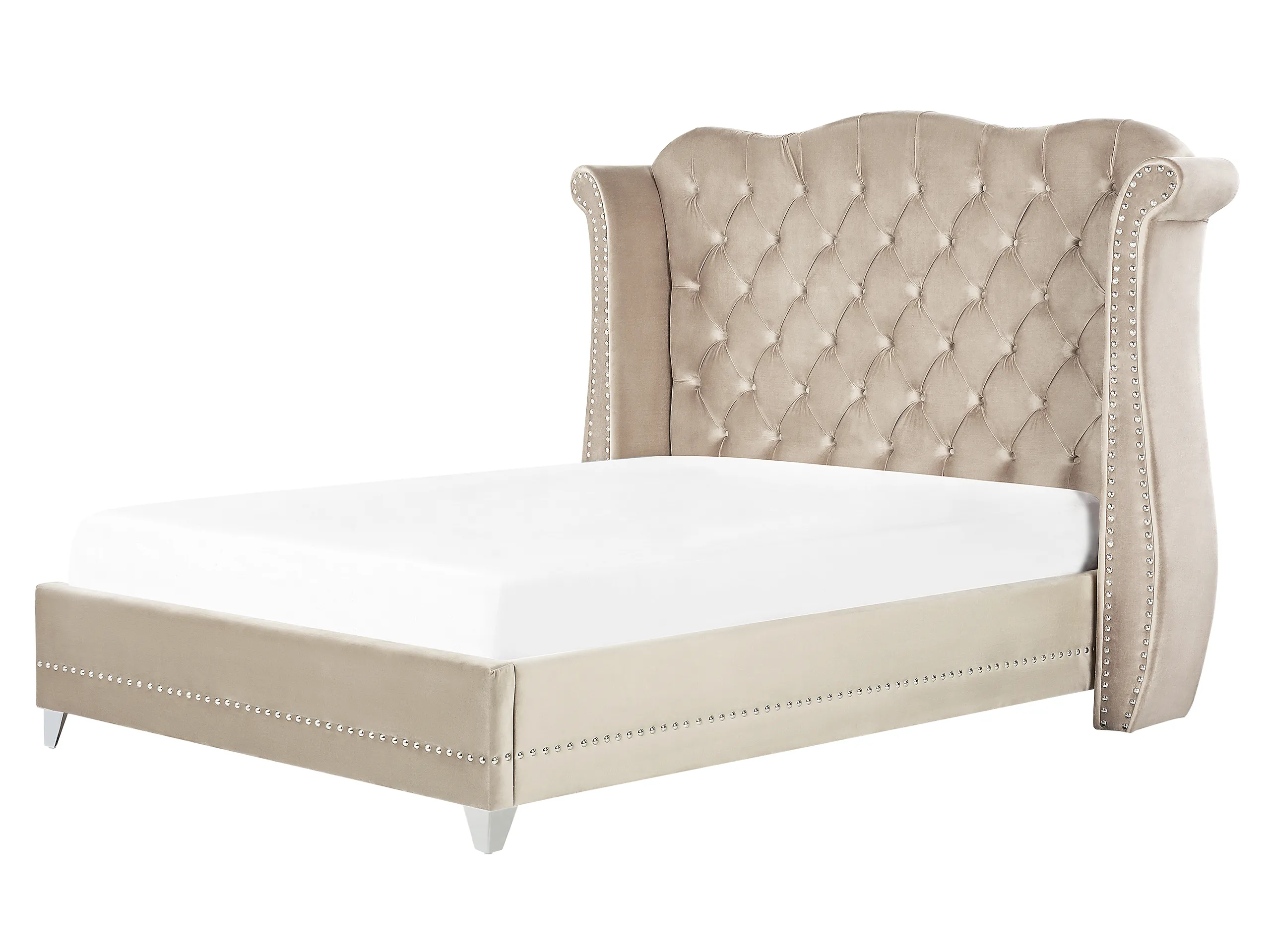 Cama Terciopelo AYETTE 160 x 200 cm Beige