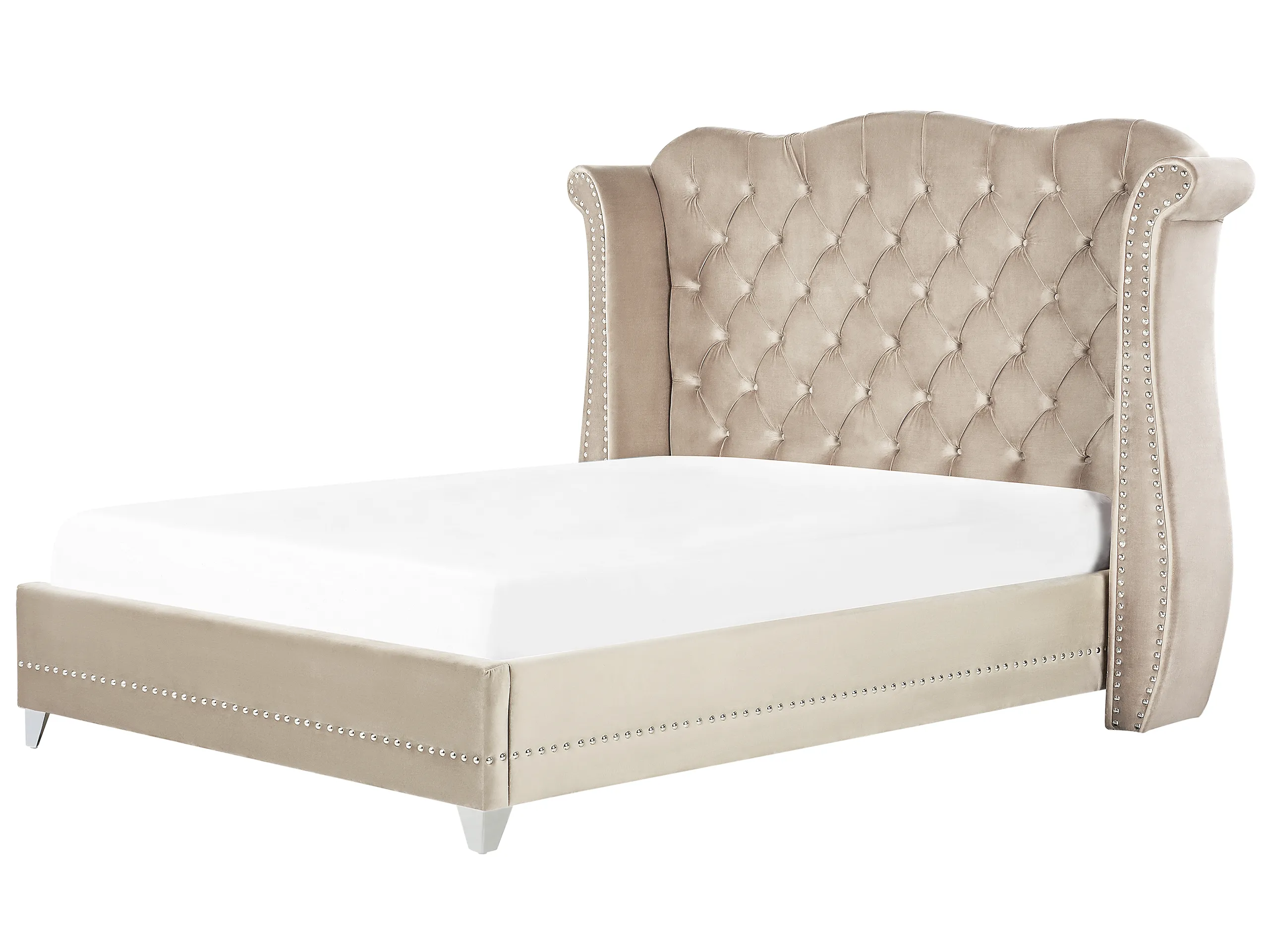 Cama Terciopelo AYETTE 180 x 200 cm Beige