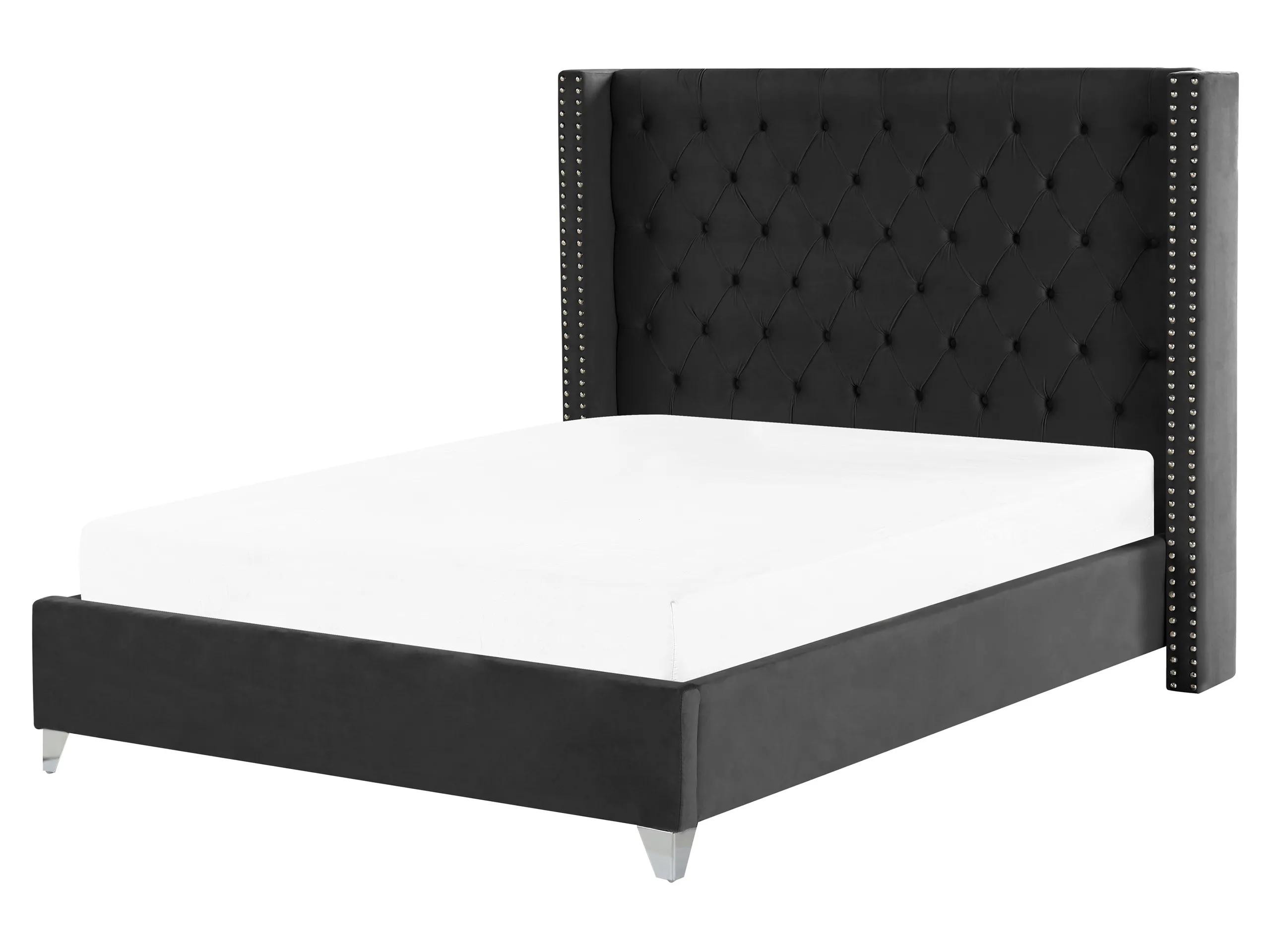 Cama Terciopelo LUBBON 160 x 200 cm Negro