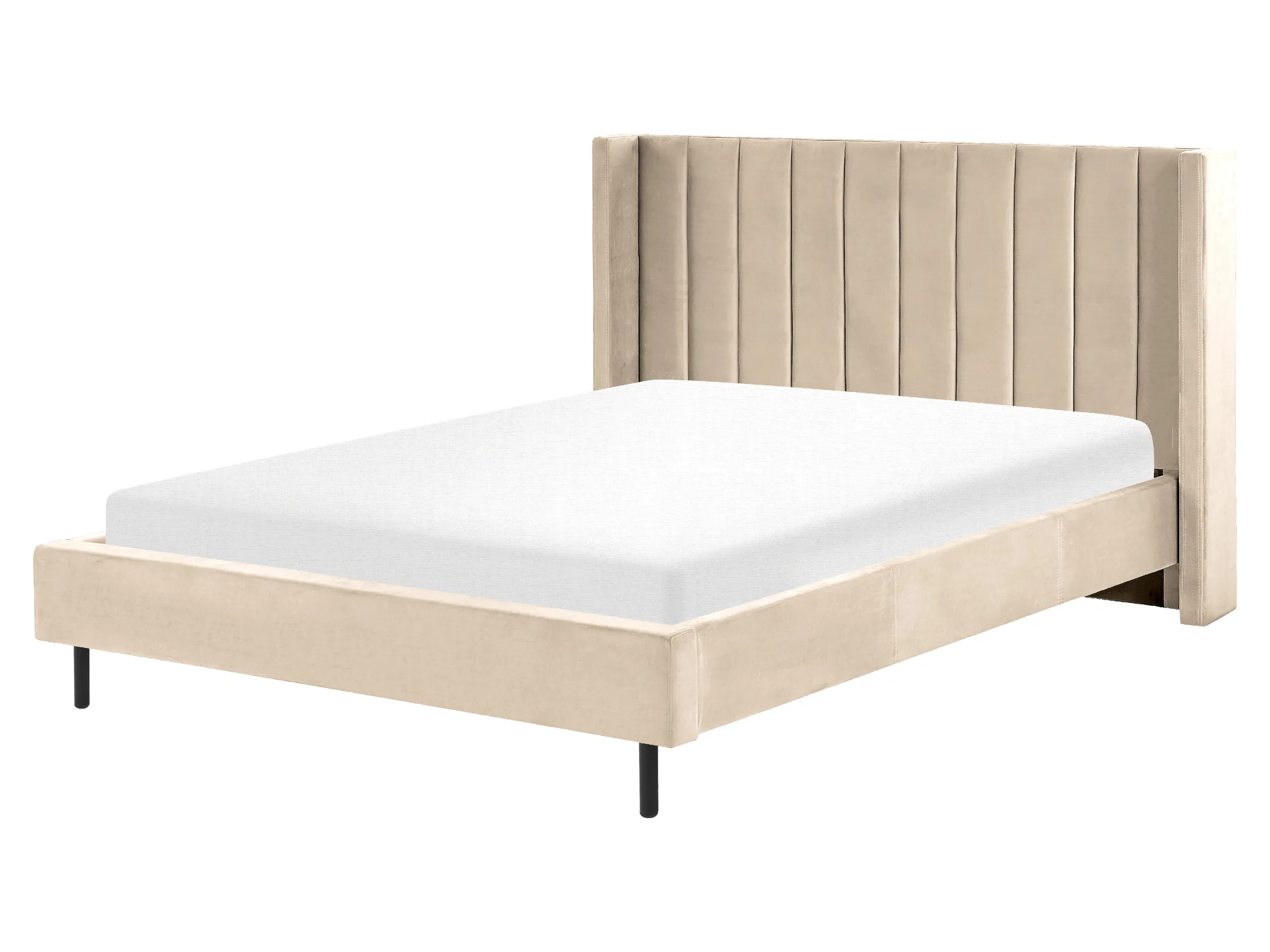 Cama Terciopelo VILLETTE 160 x 200 cm Beige