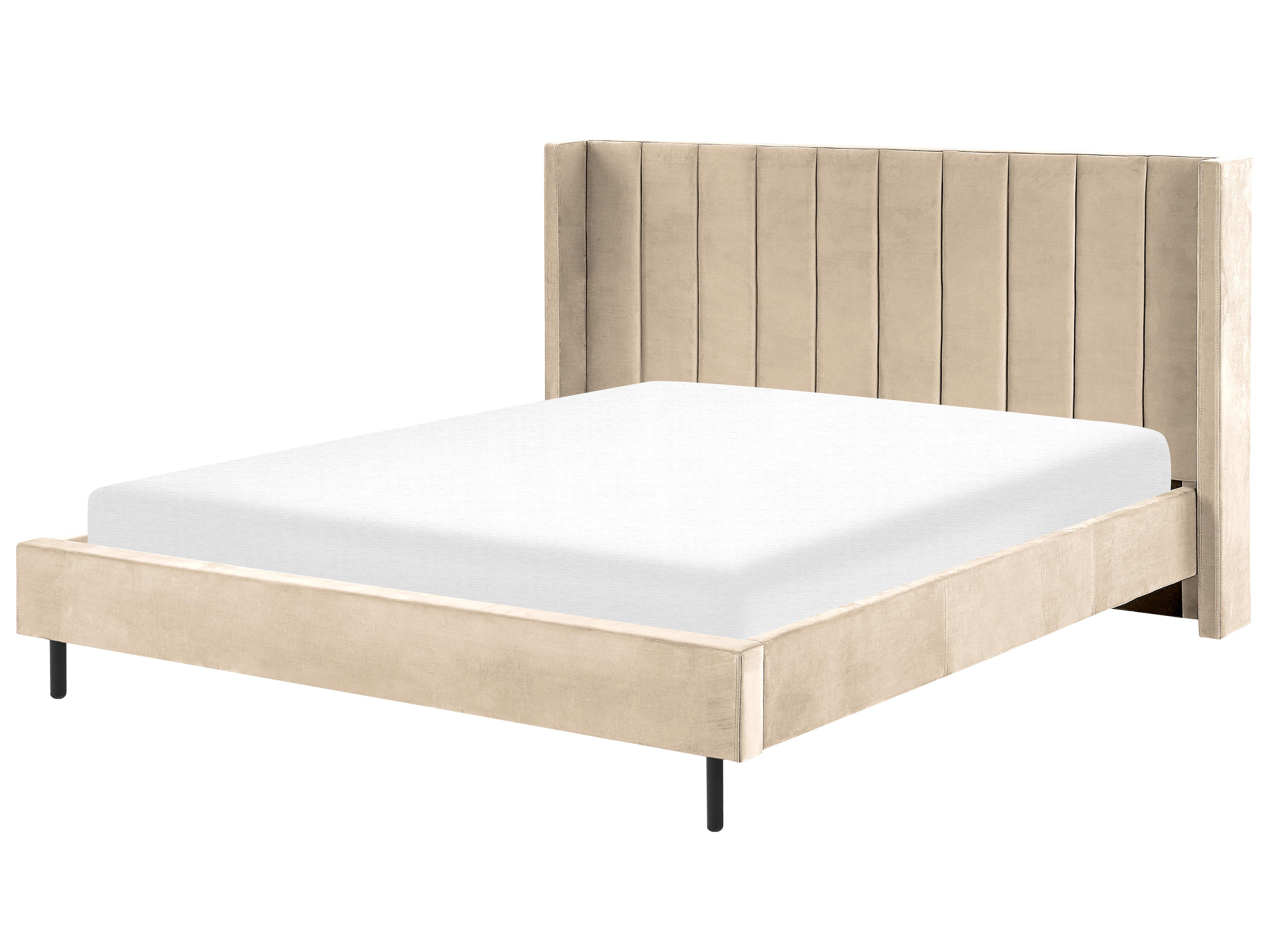 Cama Terciopelo VILLETTE 180 x 200 cm Beige