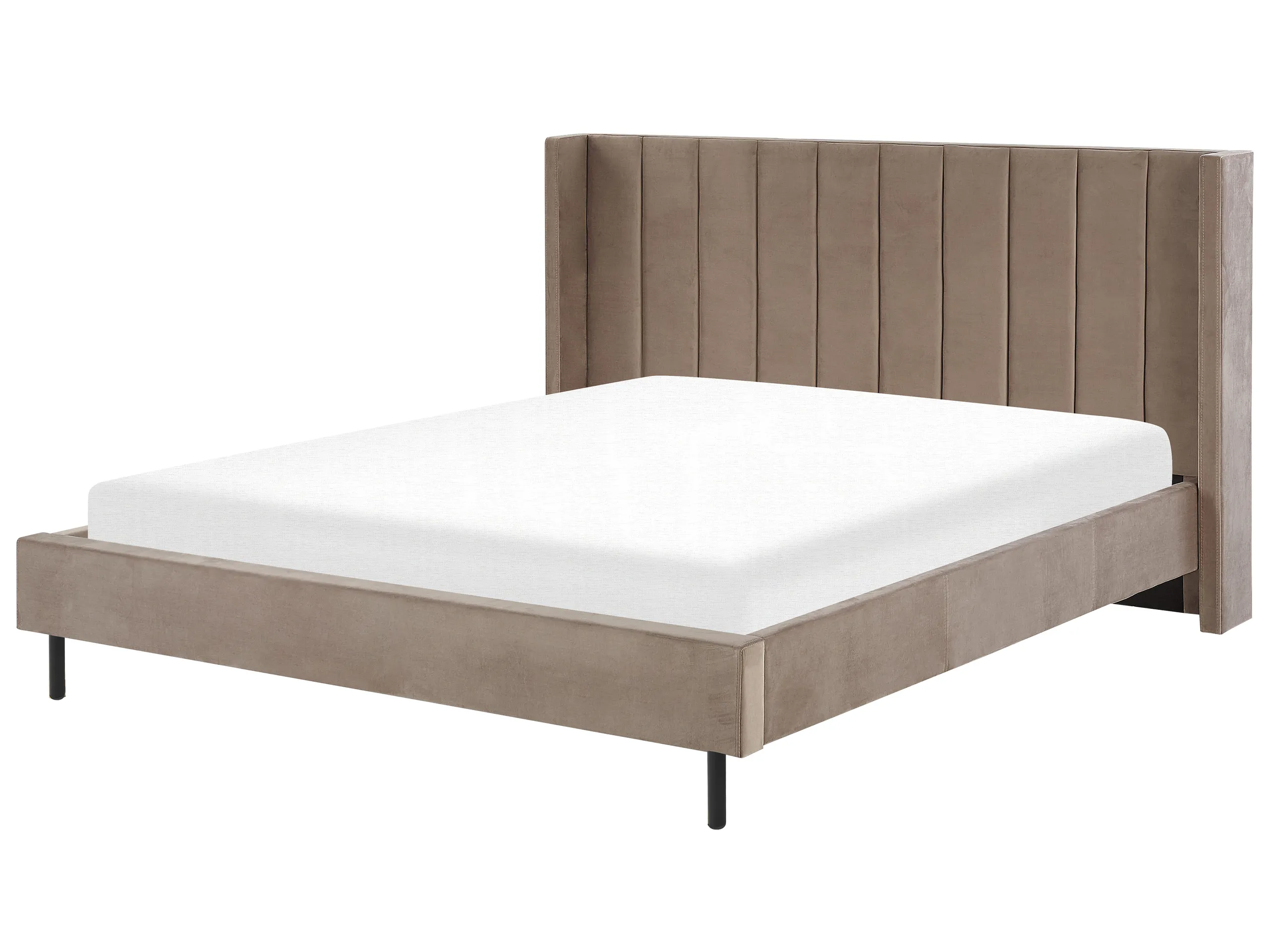 Cama Terciopelo VILLETTE 180 x 200 cm Gris pardo