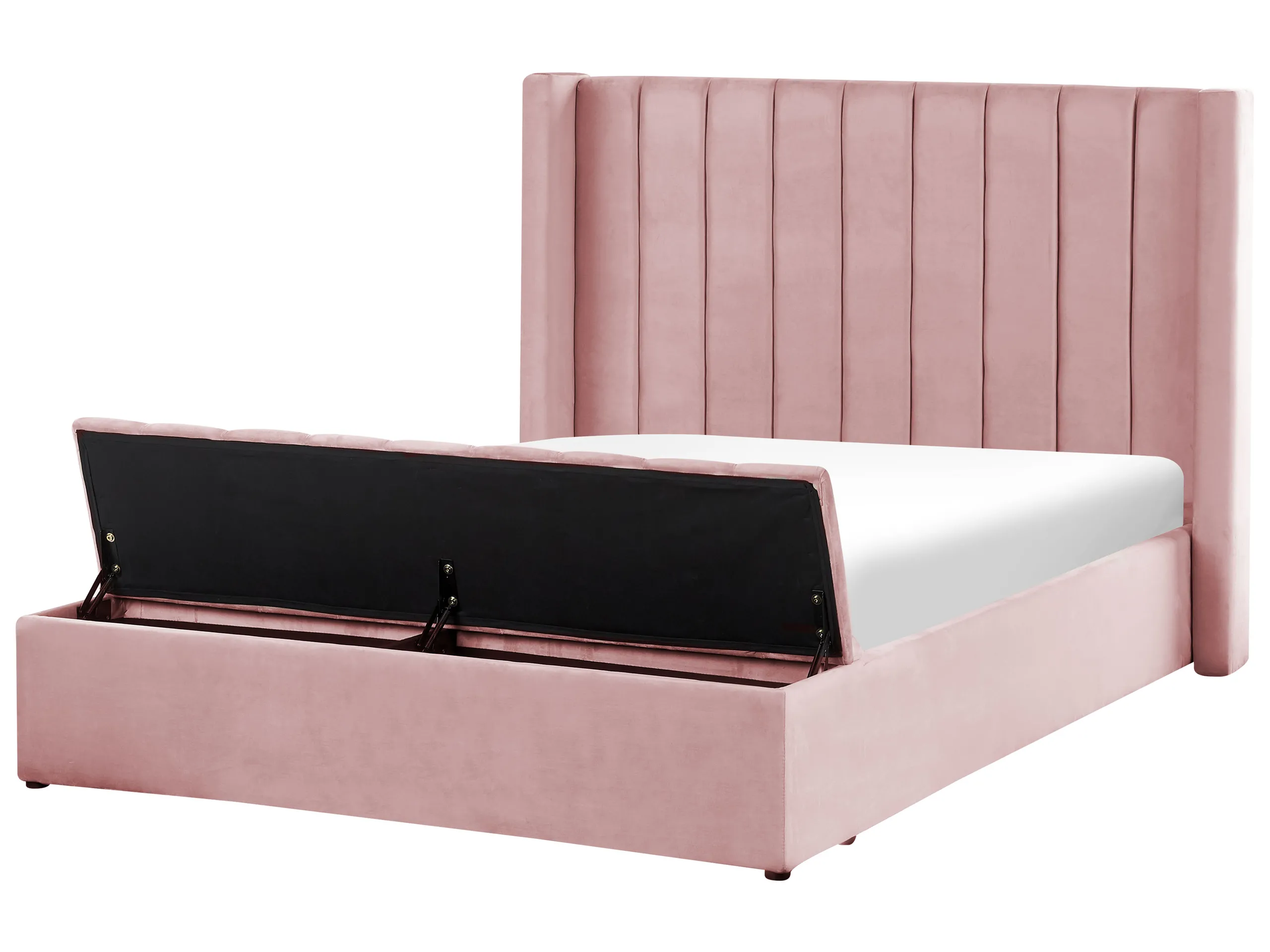 Cama con banco de almacenaje Terciopelo NOYERS 140 x 200 cm Rosa