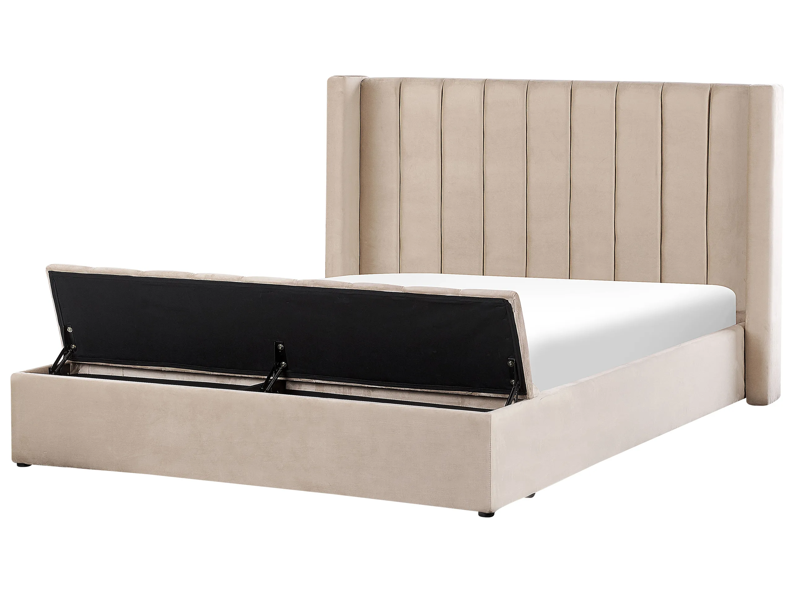 Cama con banco de almacenaje Terciopelo NOYERS 180 x 200 cm Beige