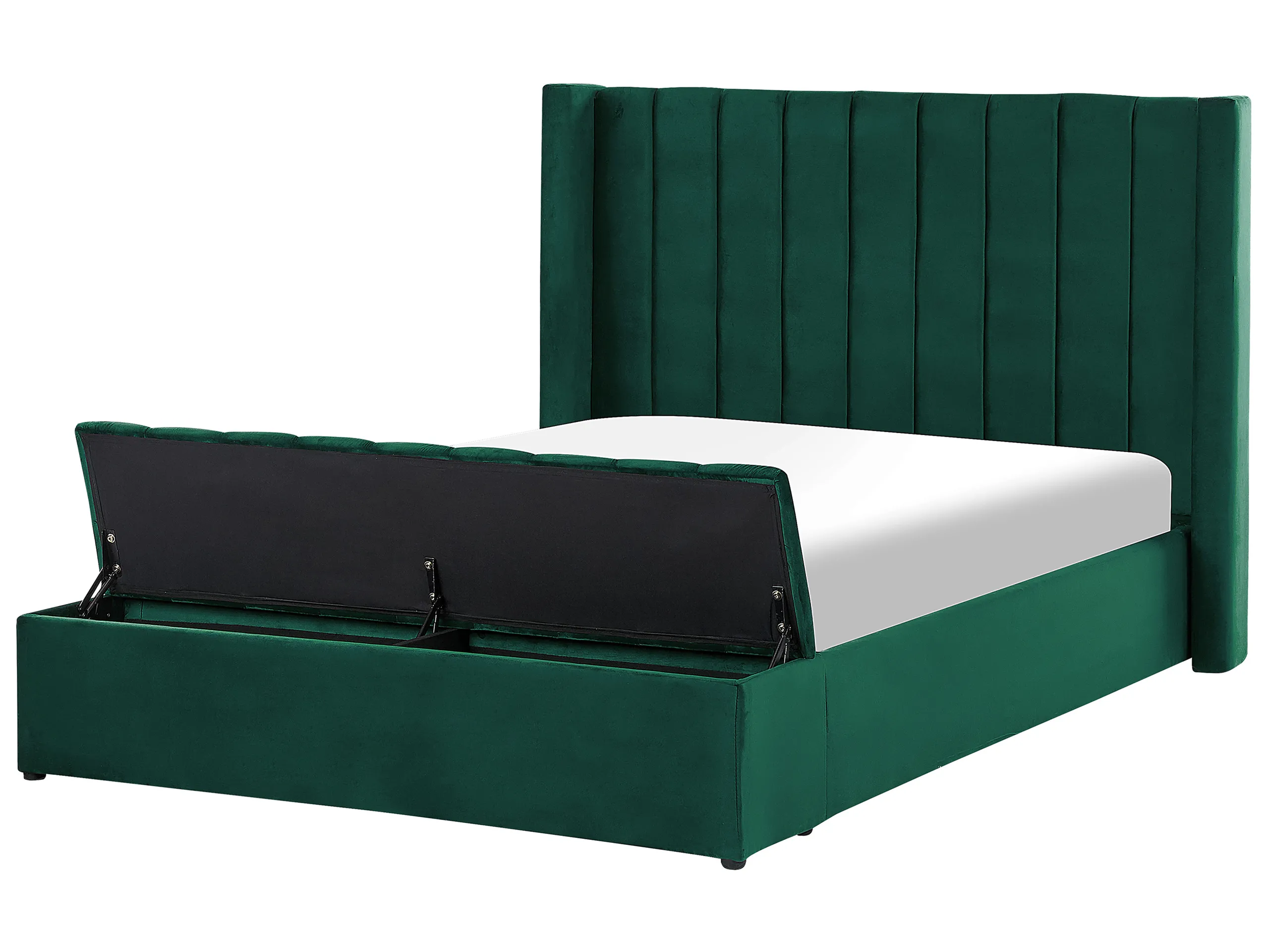 Cama con banco de almacenaje Terciopelo NOYERS 140 x 200 cm Verde esmeralda