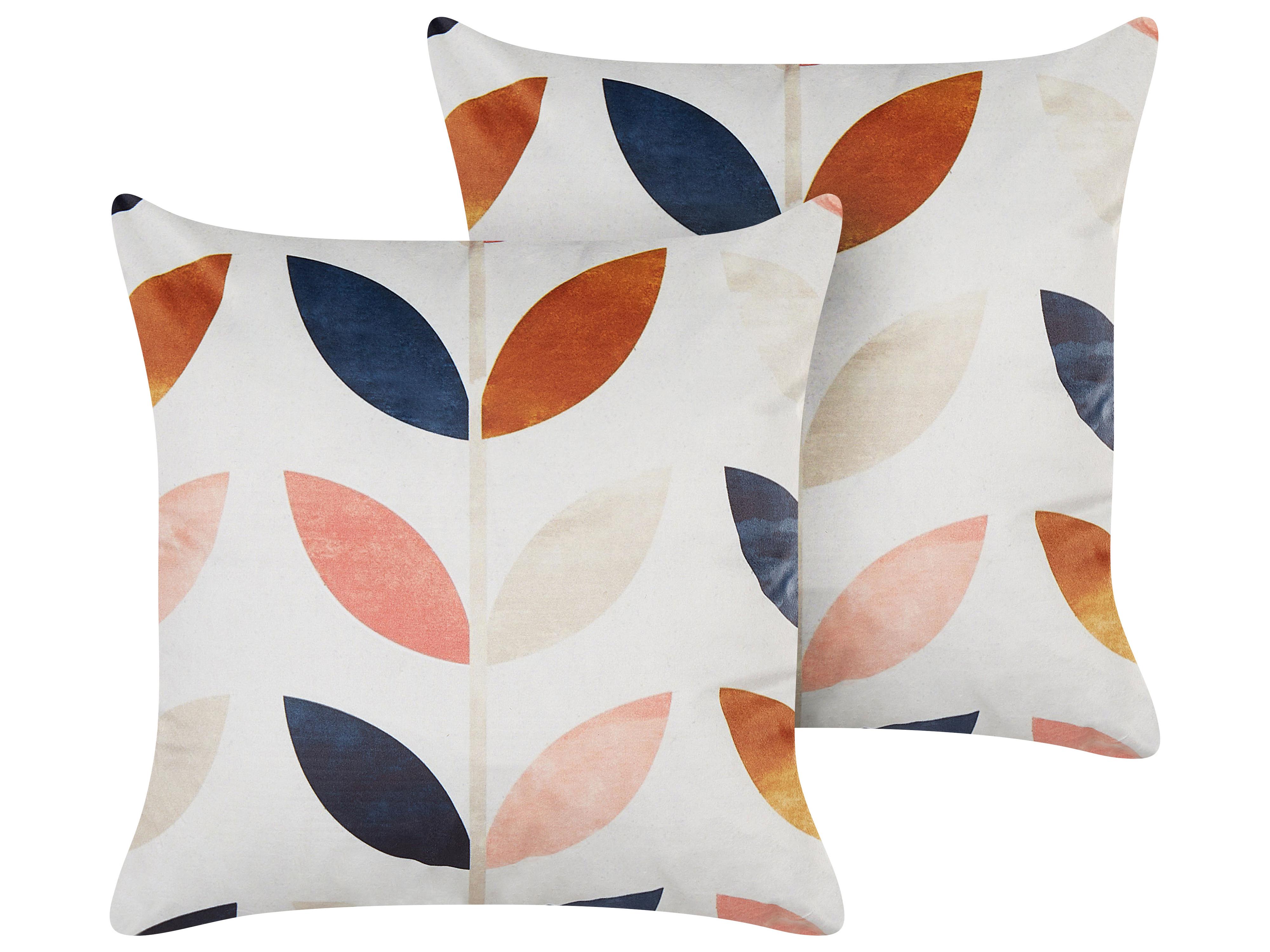 Conjunto de 2 cojines decorativos QUINOA Terciopelo 45 x 45 cm Multicolor Patrón de plantas