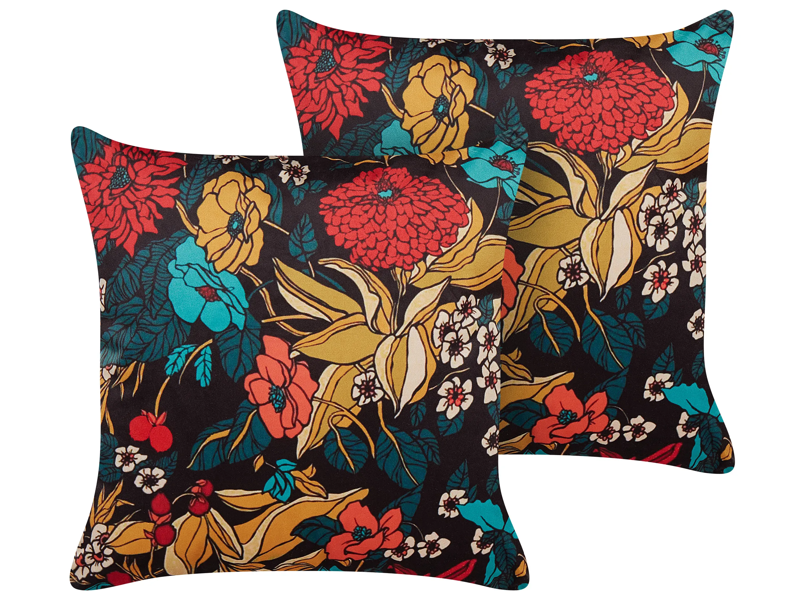 Conjunto de 2 cojines decorativos PROTEA Terciopelo 45 x 45 cm Multicolor Patrón floral