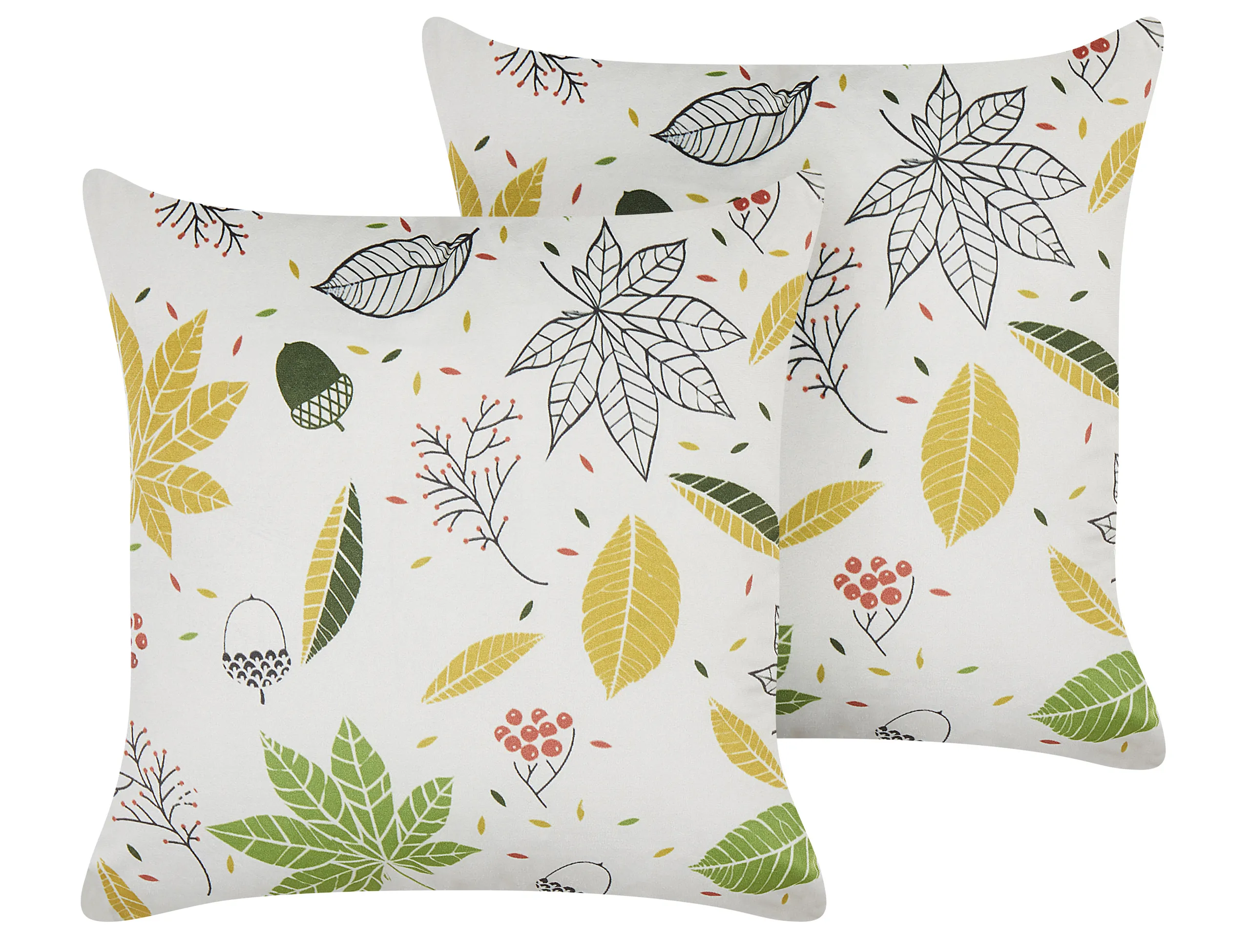 Conjunto de 2 cojines decorativos MULLEIN Terciopelo 45 x 45 cm Multicolor Patrón de plantas
