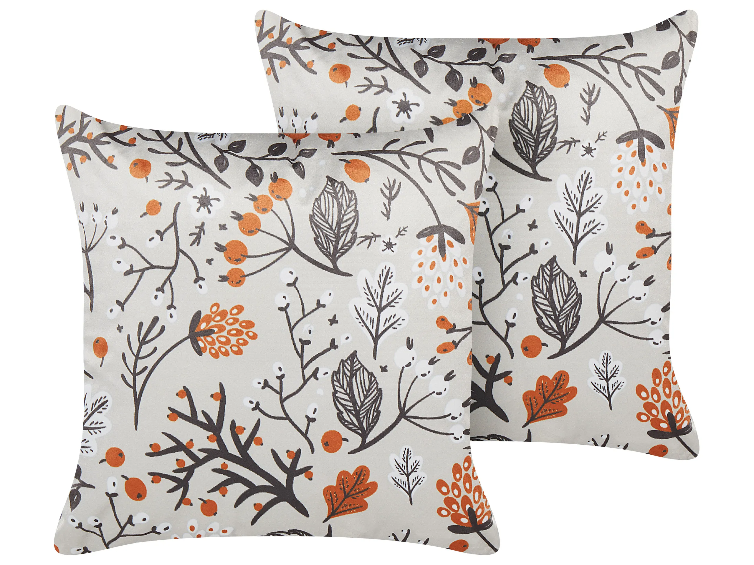 Conjunto de 2 cojines decorativos MONTBRETIA Terciopelo 45 x 45 cm Multicolor Patrón de plantas