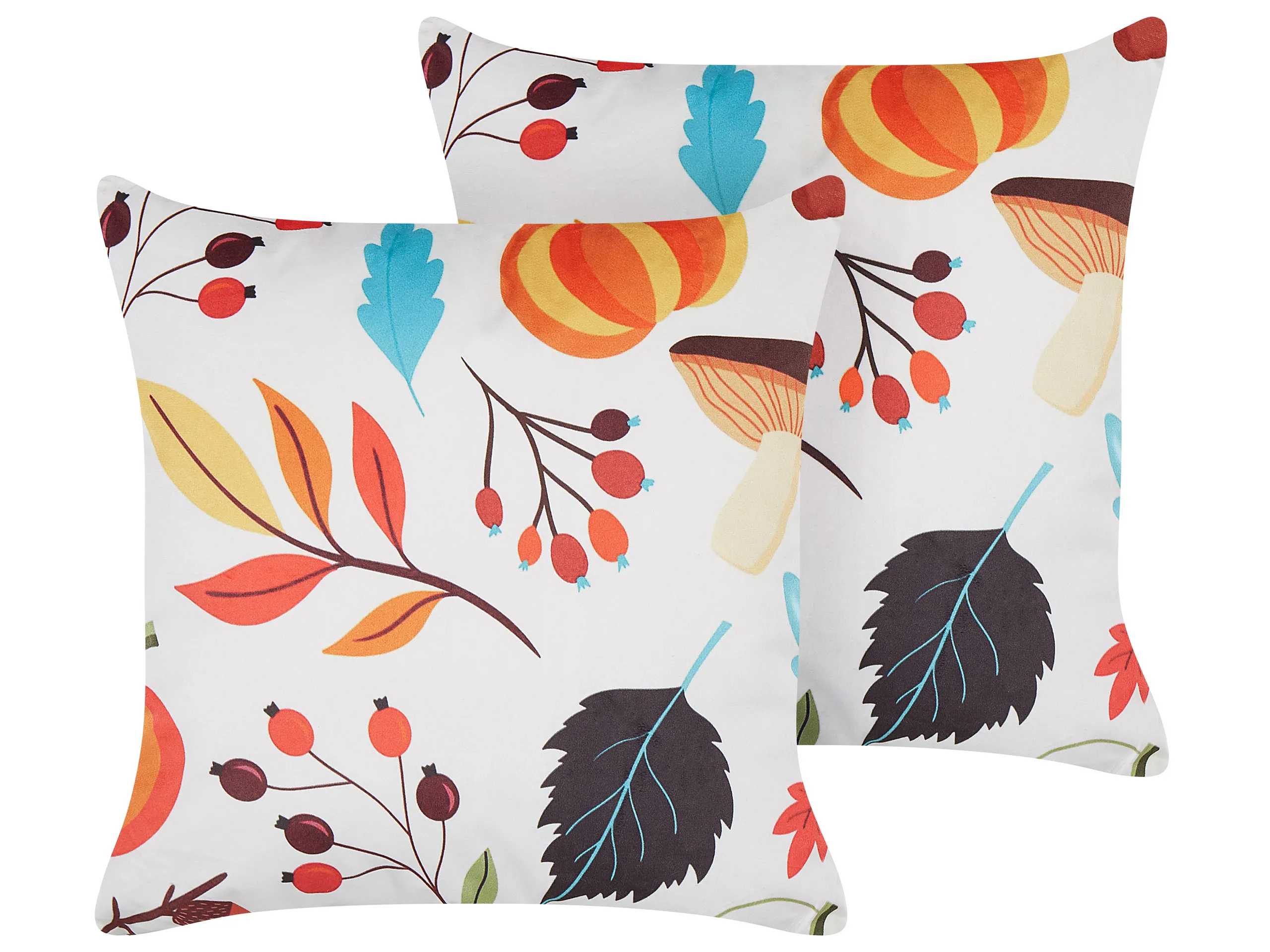 Conjunto de 2 cojines decorativos VISCARIA Terciopelo 45 x 45 cm Multicolor Patrón de plantas