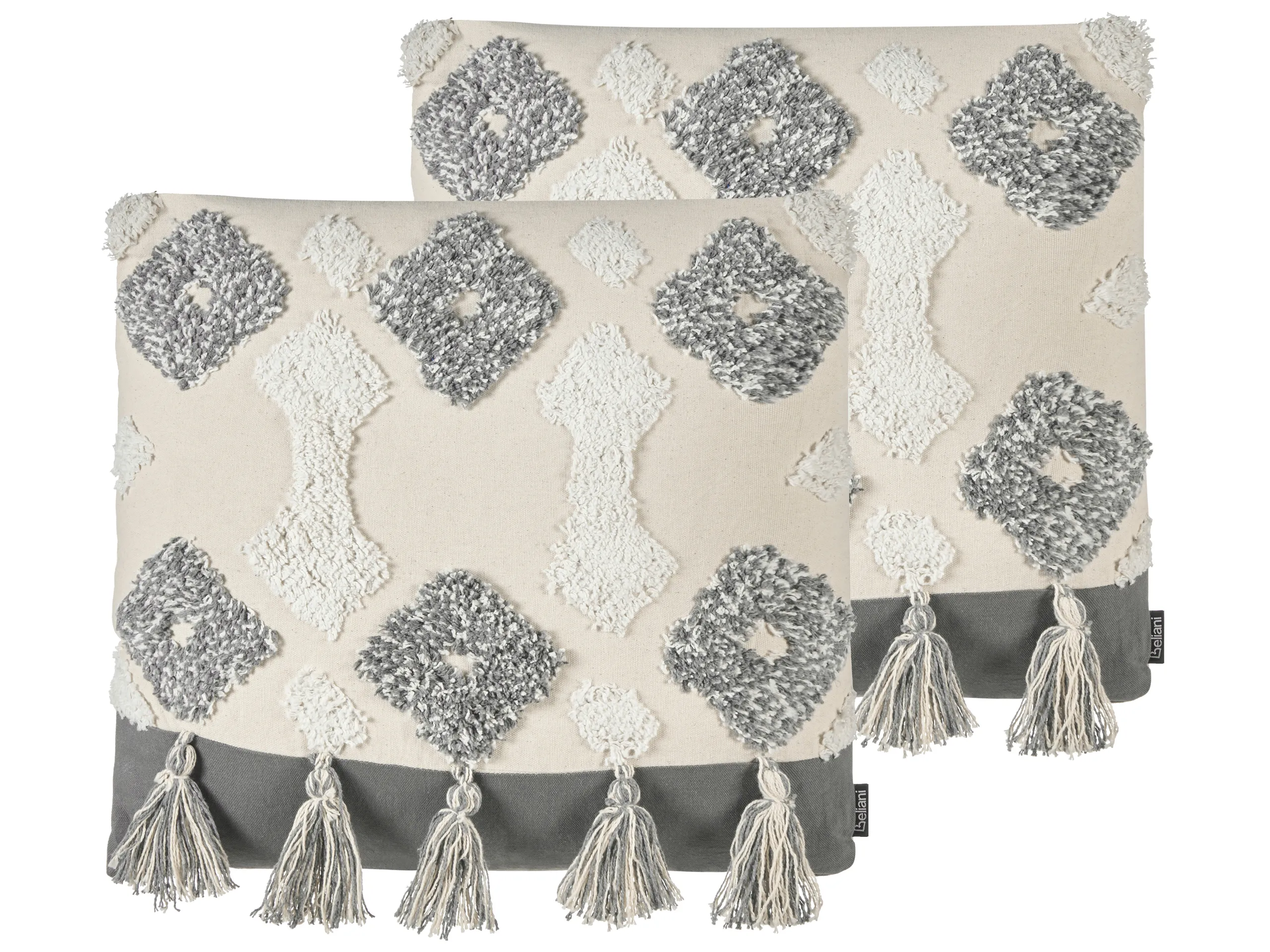 Conjunto de 2 cojines decorativos ALOCASIA Algodón 45 x 45 cm Beige Patrón geométrico