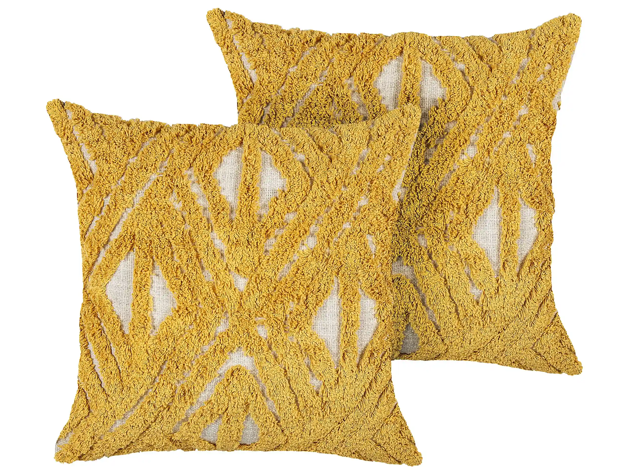 Conjunto de 2 cojines decorativos ALCEA Algodón 45 x 45 cm Amarillo Patrón geométrico