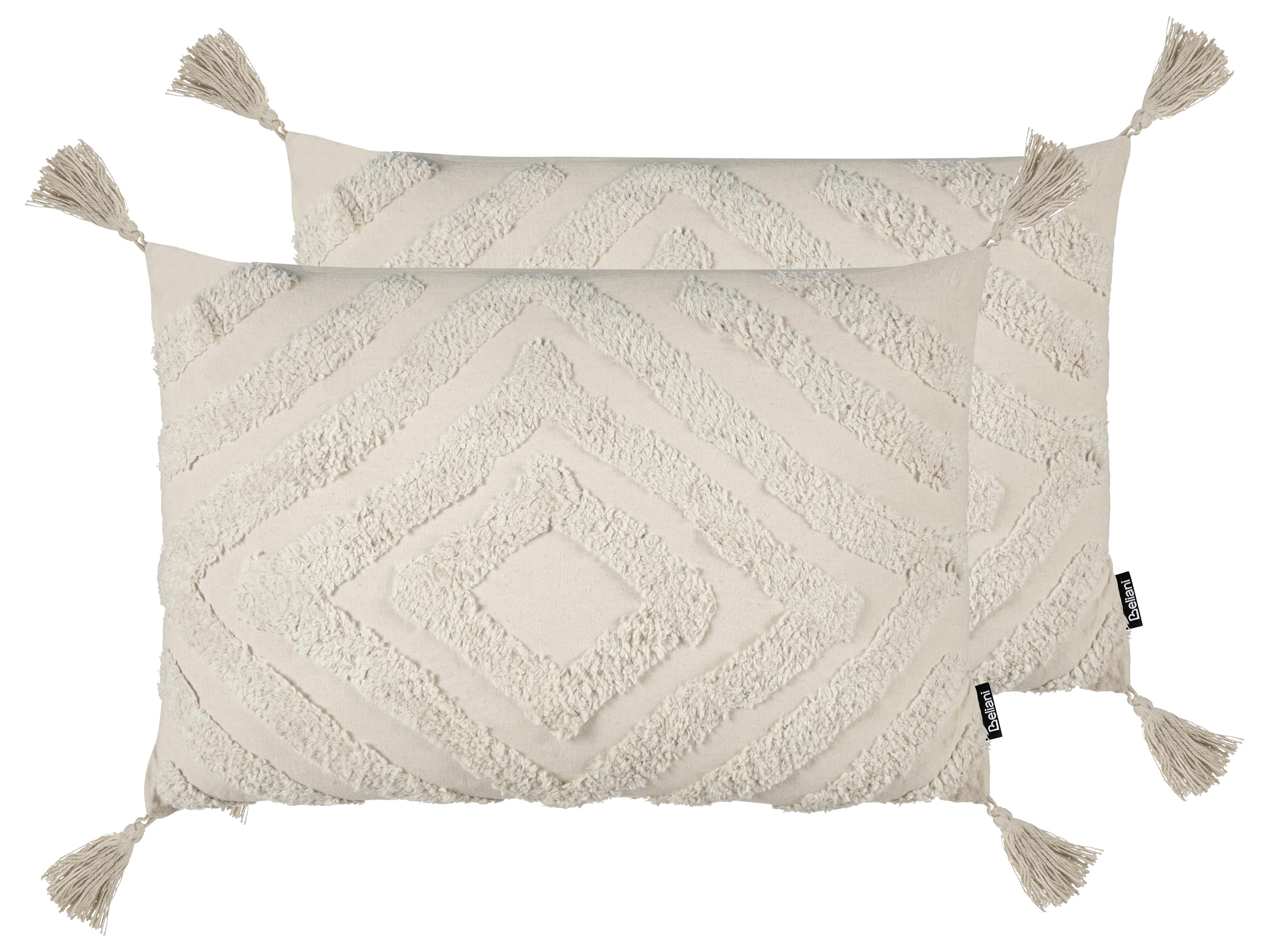 Conjunto de 2 cojines decorativos CRATAEGUS Algodón 40 x 60 cm Beige claro Patrón geométrico