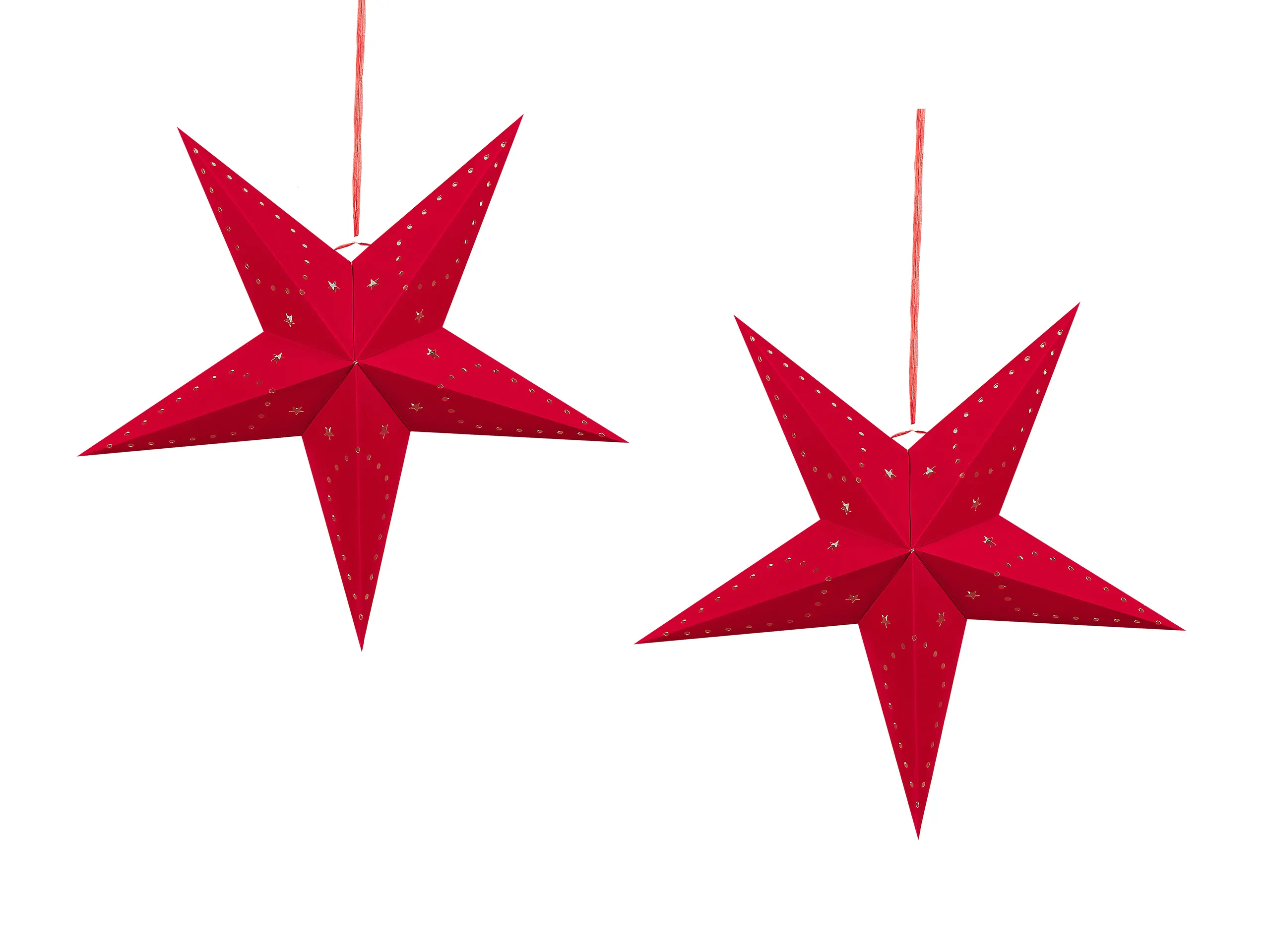 Conjunto de 2 decoraciones colgantes LED MOTTI Estrella 45 cm Rojo