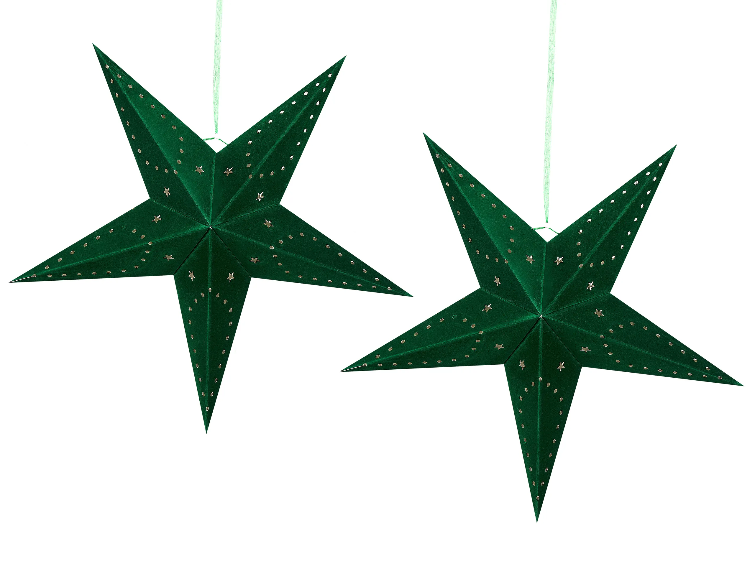 Conjunto de 2 decoraciones colgantes LED MOTTI Estrella 60 cm Verde esmeralda