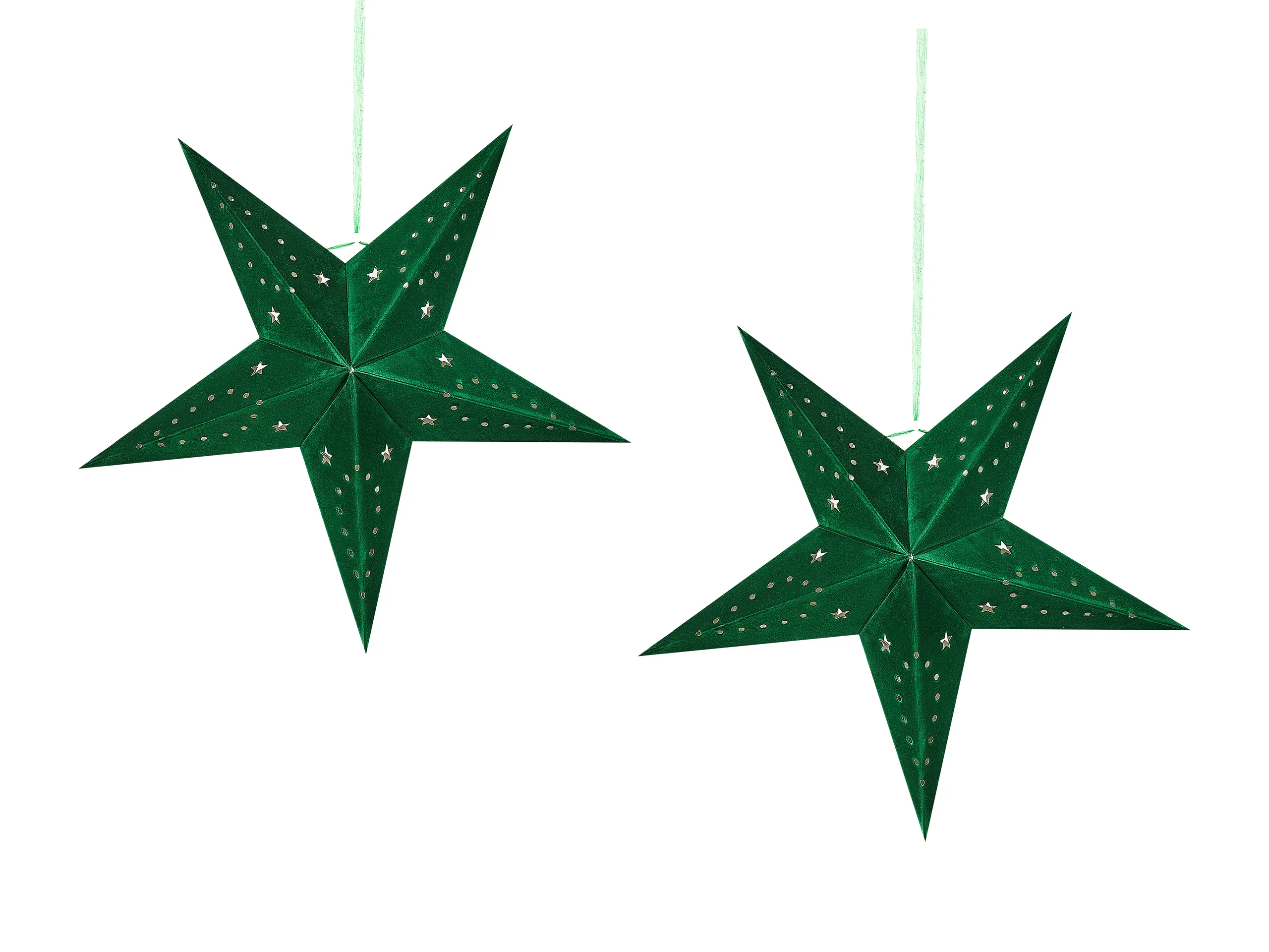 Conjunto de 2 decoraciones colgantes LED MOTTI Estrella 45 cm Verde esmeralda