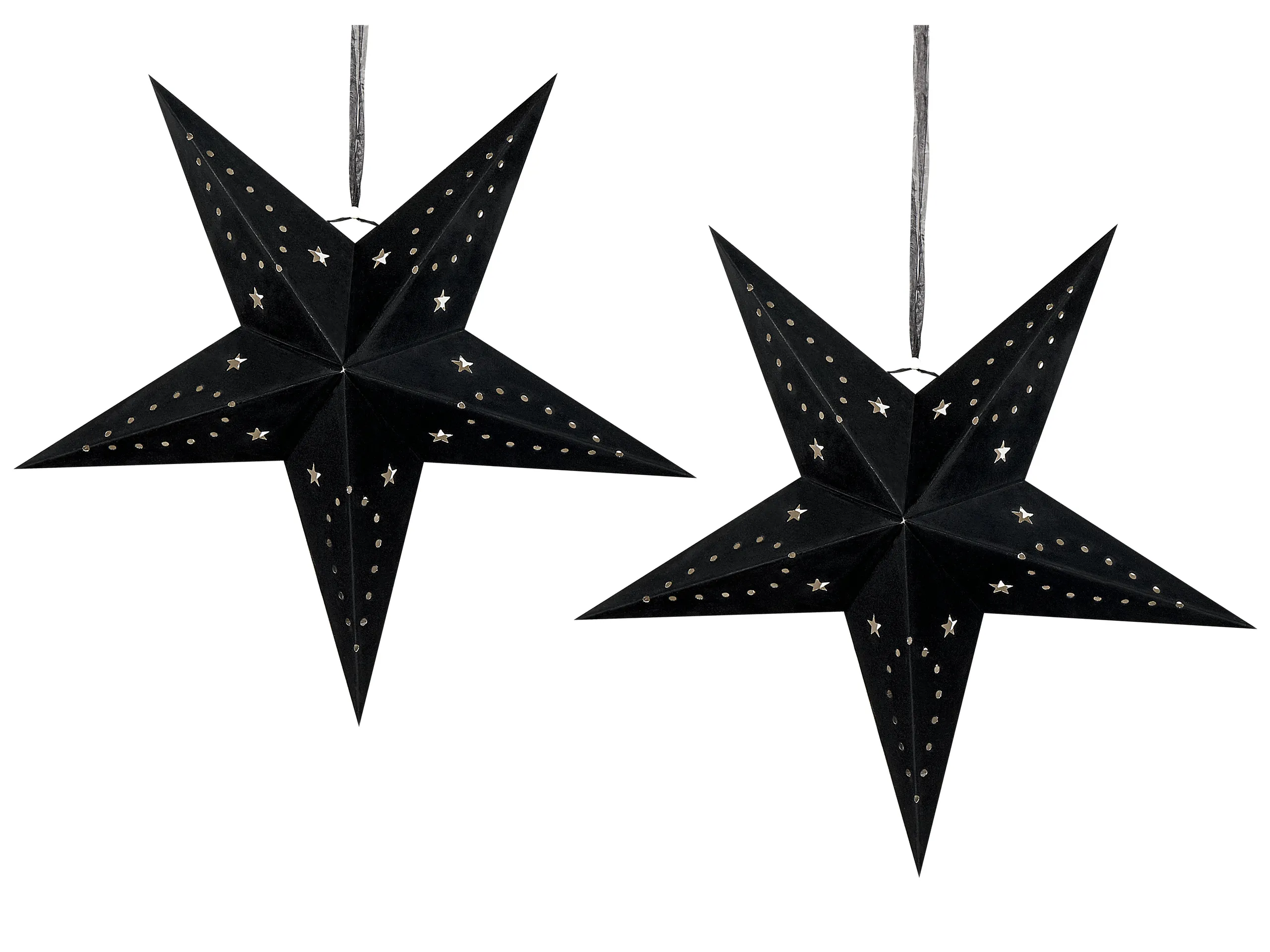 Conjunto de 2 decoraciones colgantes LED MOTTI Estrella 60 cm Negro