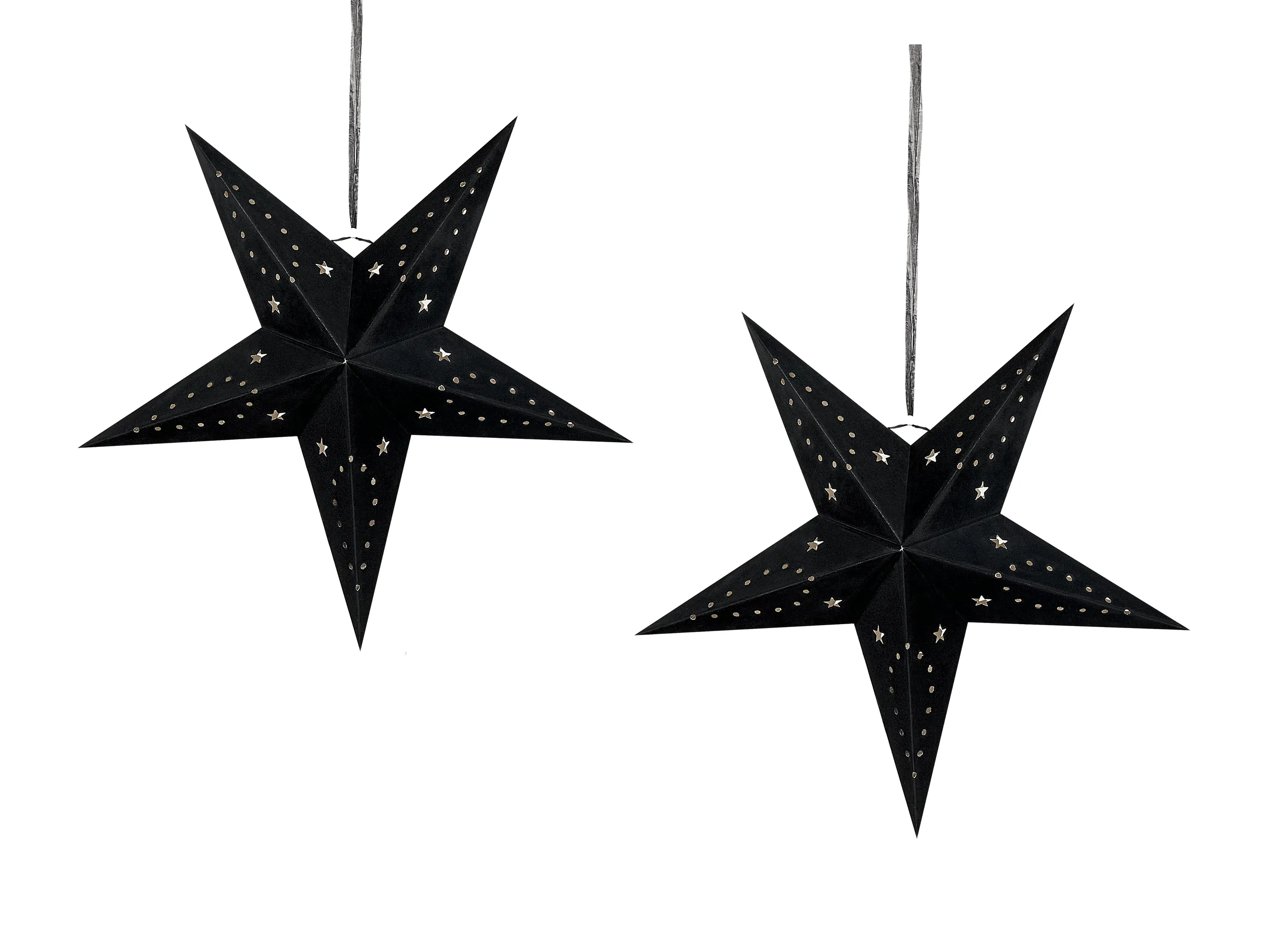 Conjunto de 2 decoraciones colgantes LED MOTTI Estrella 45 cm Negro