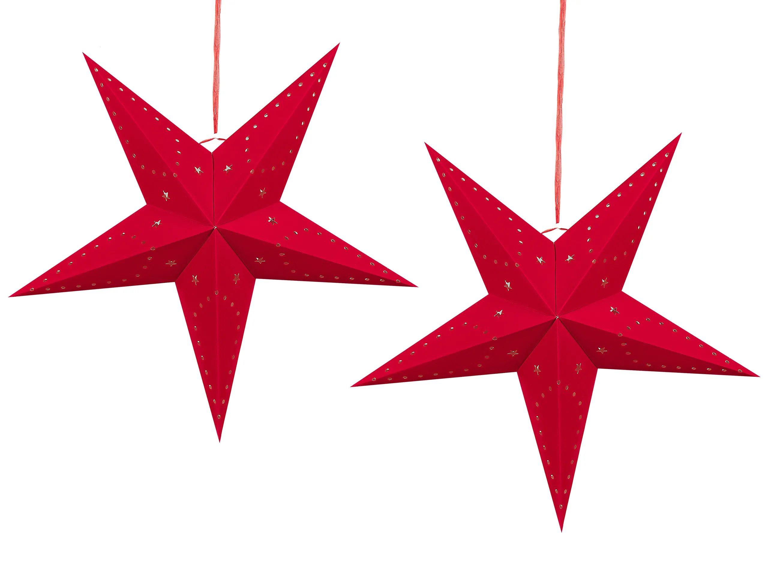 Conjunto de 2 decoraciones colgantes LED MOTTI Estrella 60 cm Rojo