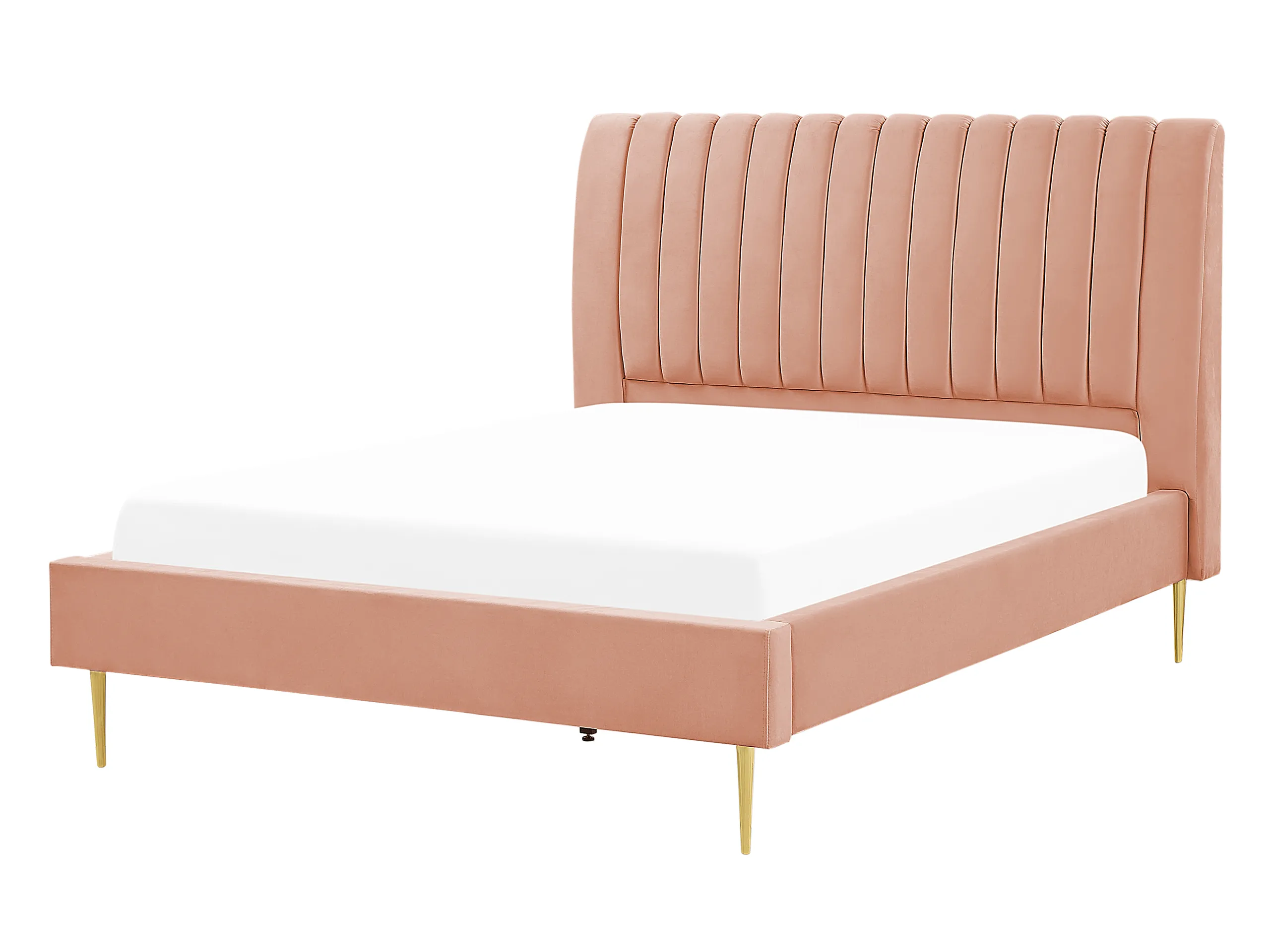 Cama Terciopelo MARVILLE 140 x 200 cm Rosa melocotón
