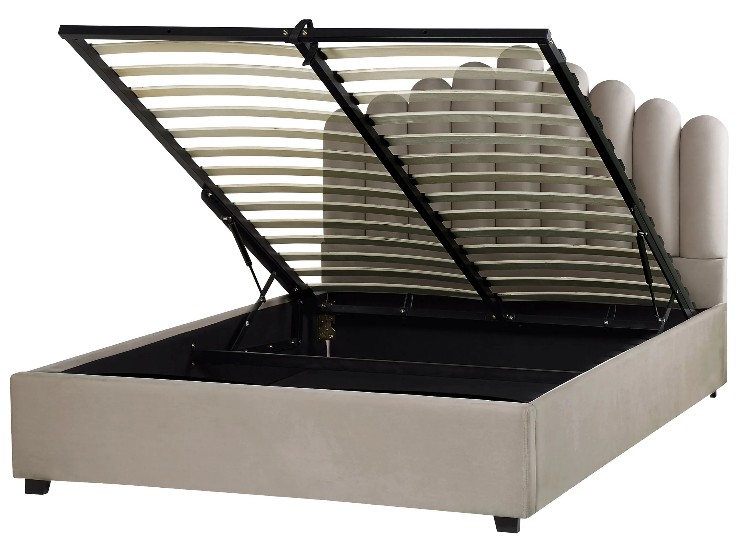 Cama con almacenaje Terciopelo VINCENNES 160 x 200 cm Gris pardo