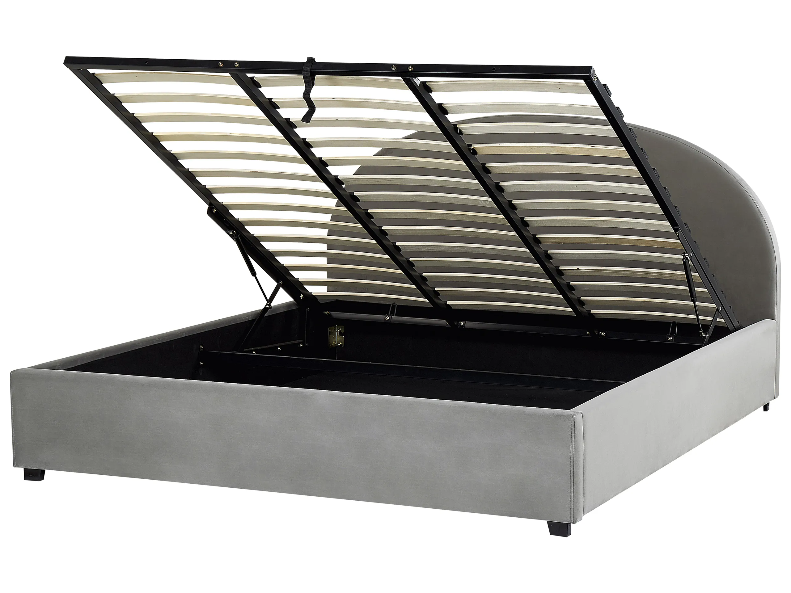 Cama con almacenaje Terciopelo VAUCLUSE 180 x 200 cm Gris claro